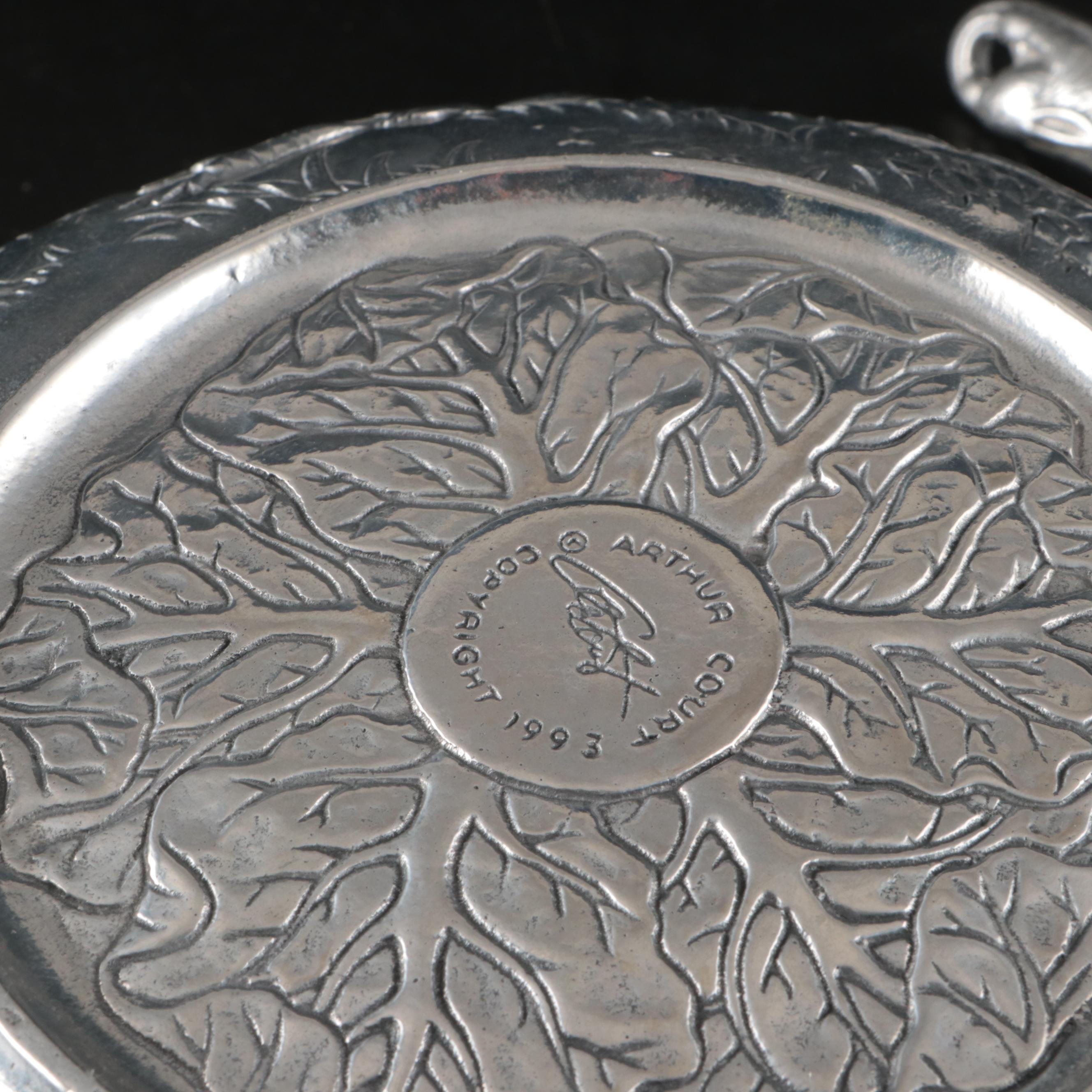 Arthur Court and Other Embossed Aluminum Bunny and Basket Weave Serveware