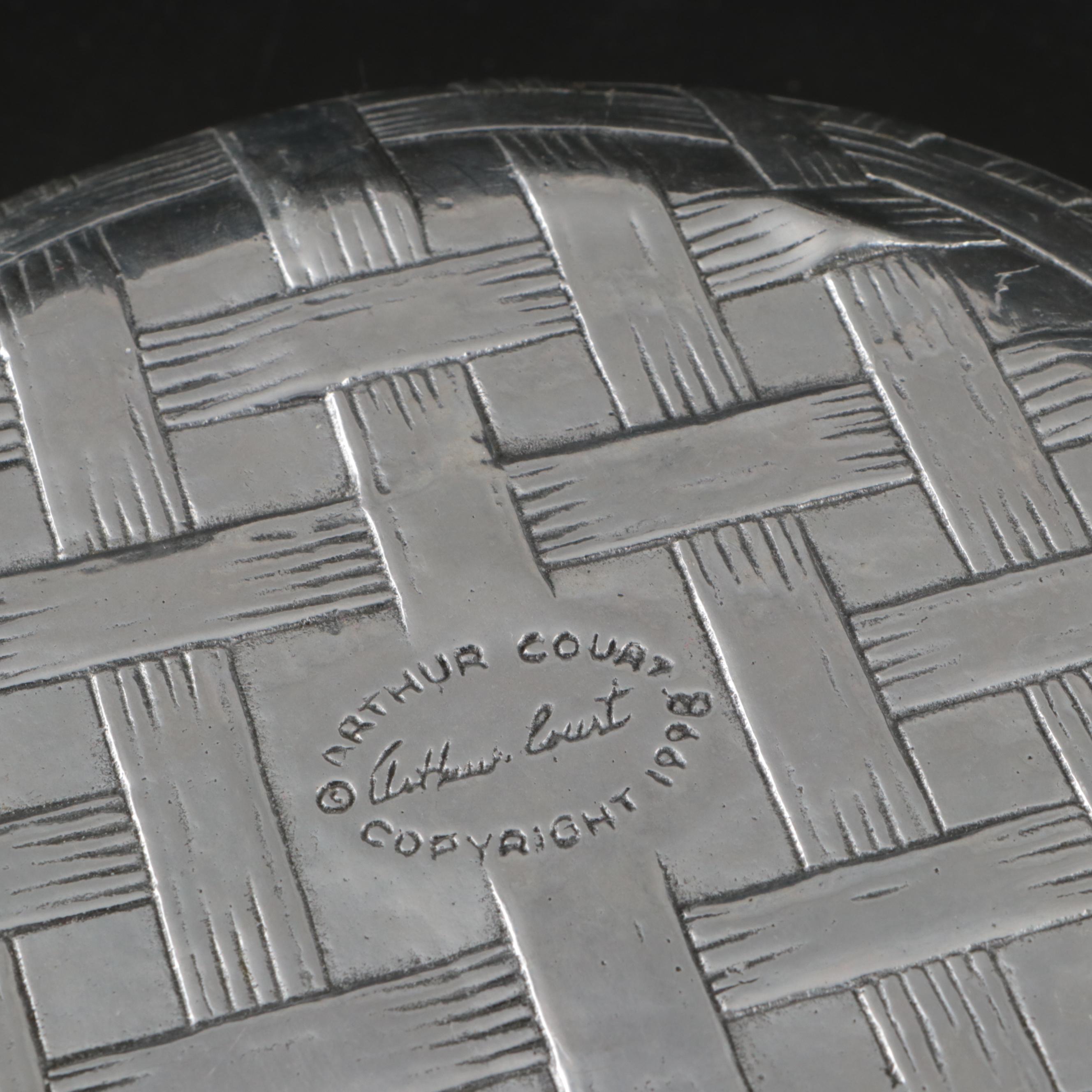 Arthur Court and Other Embossed Aluminum Bunny and Basket Weave Serveware