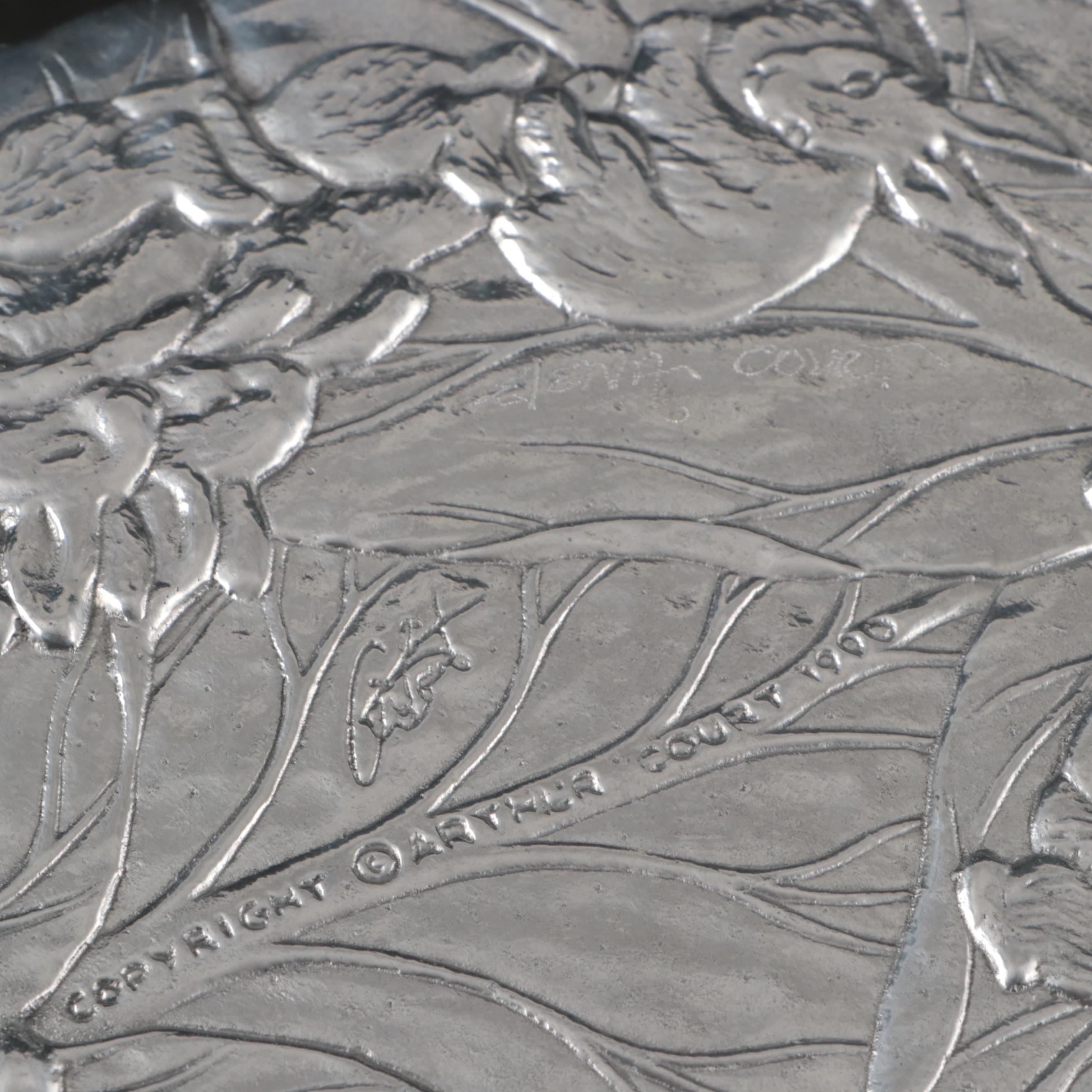 Arthur Court and Other Embossed Aluminum Bunny and Basket Weave Serveware