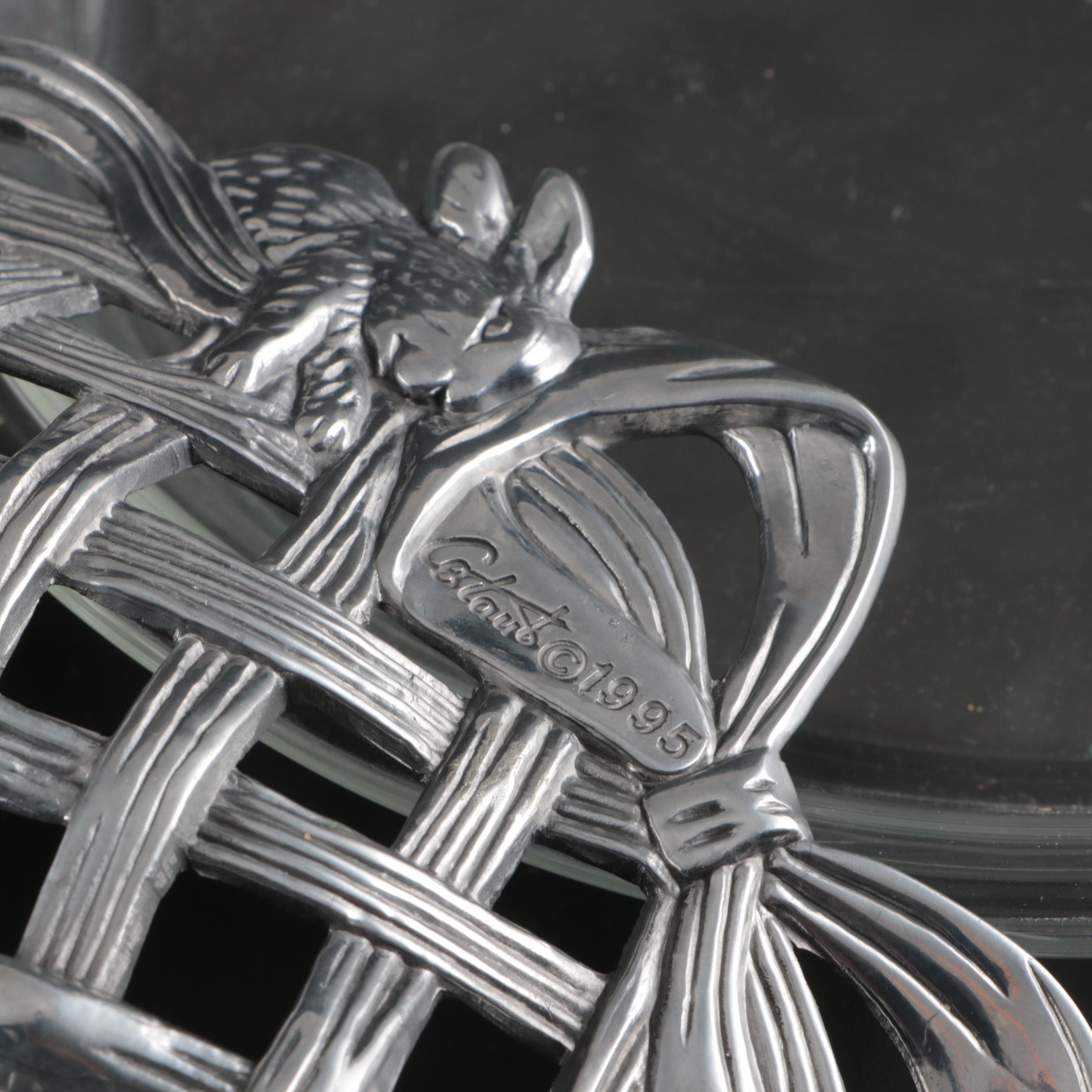 Arthur Court and Other Embossed Aluminum Bunny and Basket Weave Serveware
