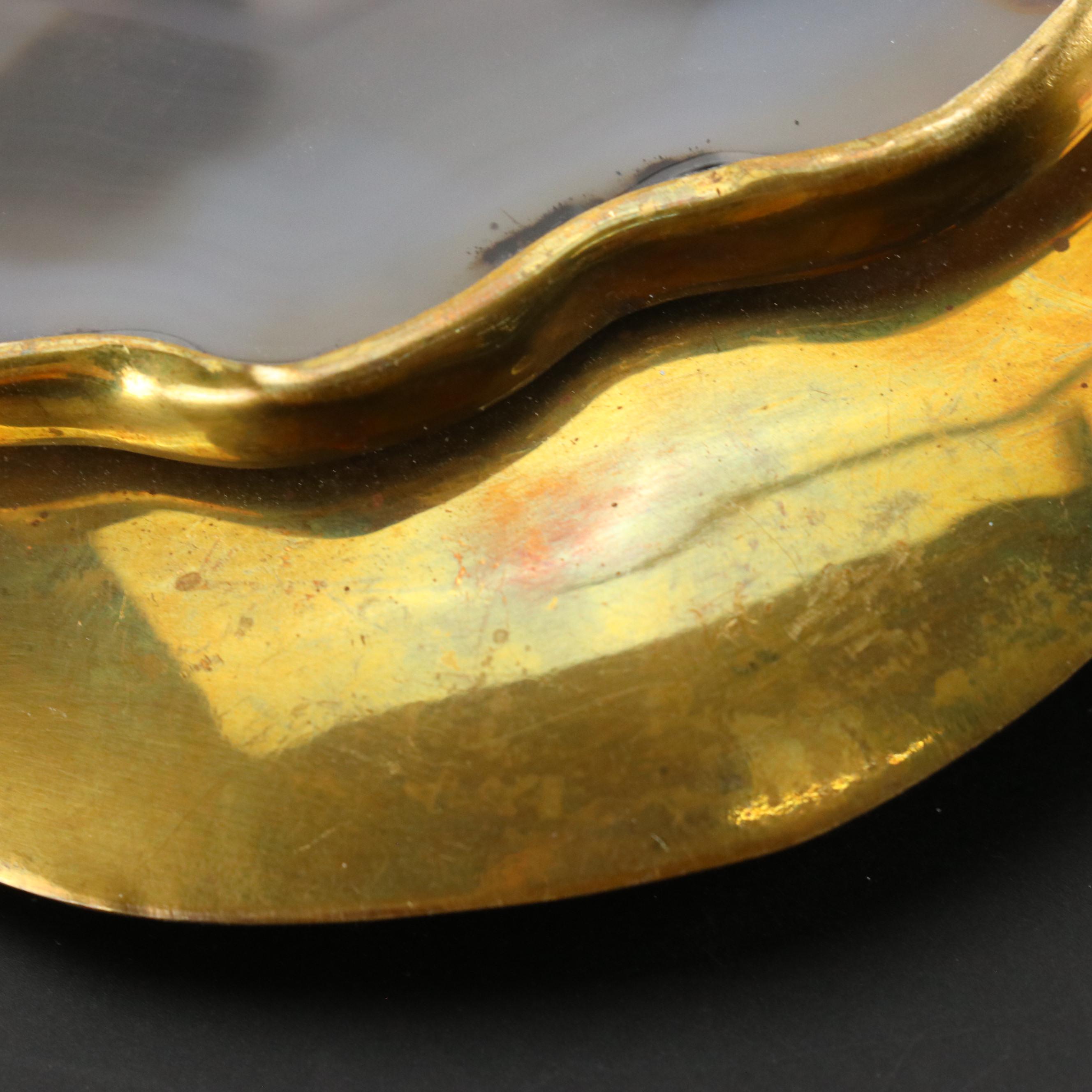 Gold Tone Belt Buckle with Agate Slice Mount