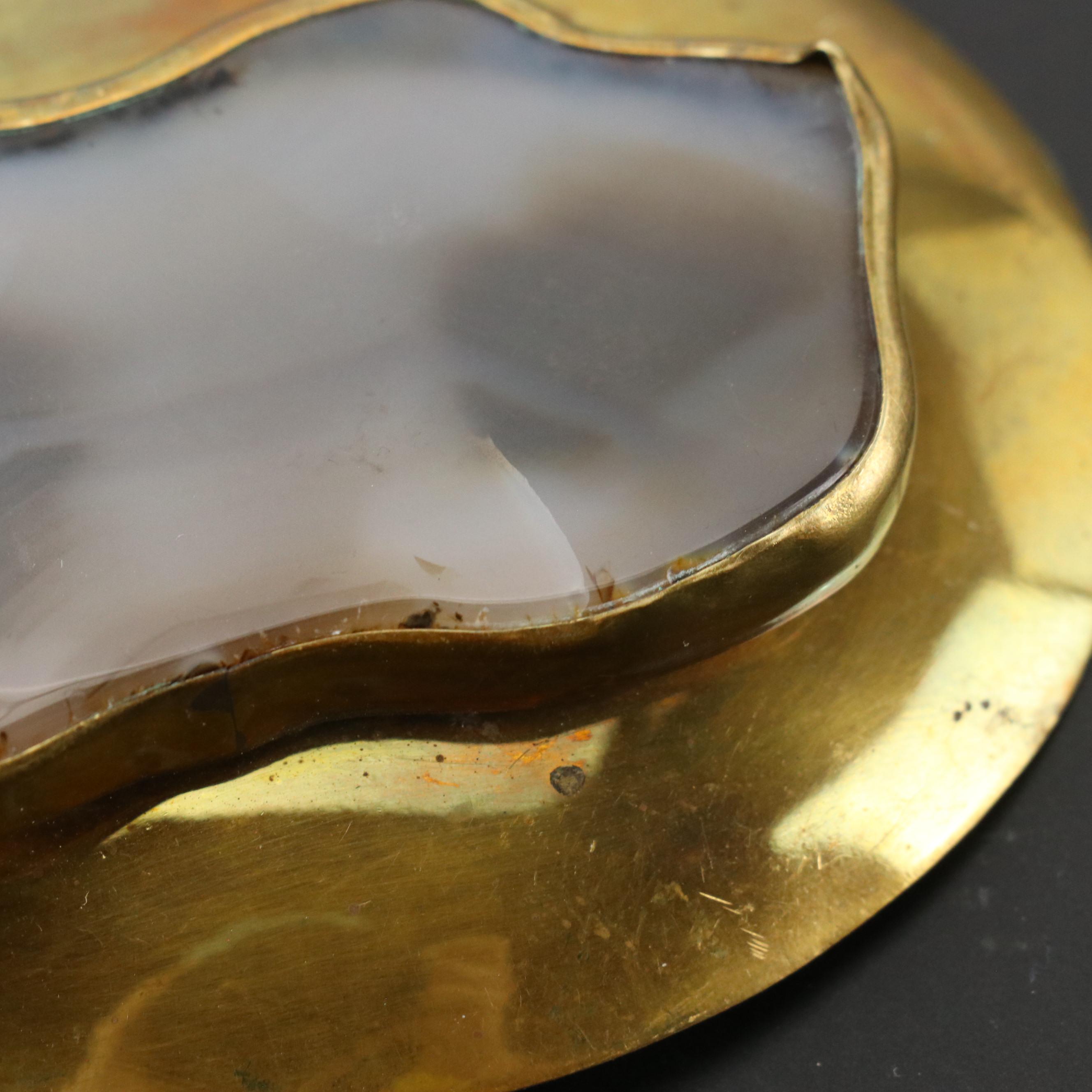 Gold Tone Belt Buckle with Agate Slice Mount