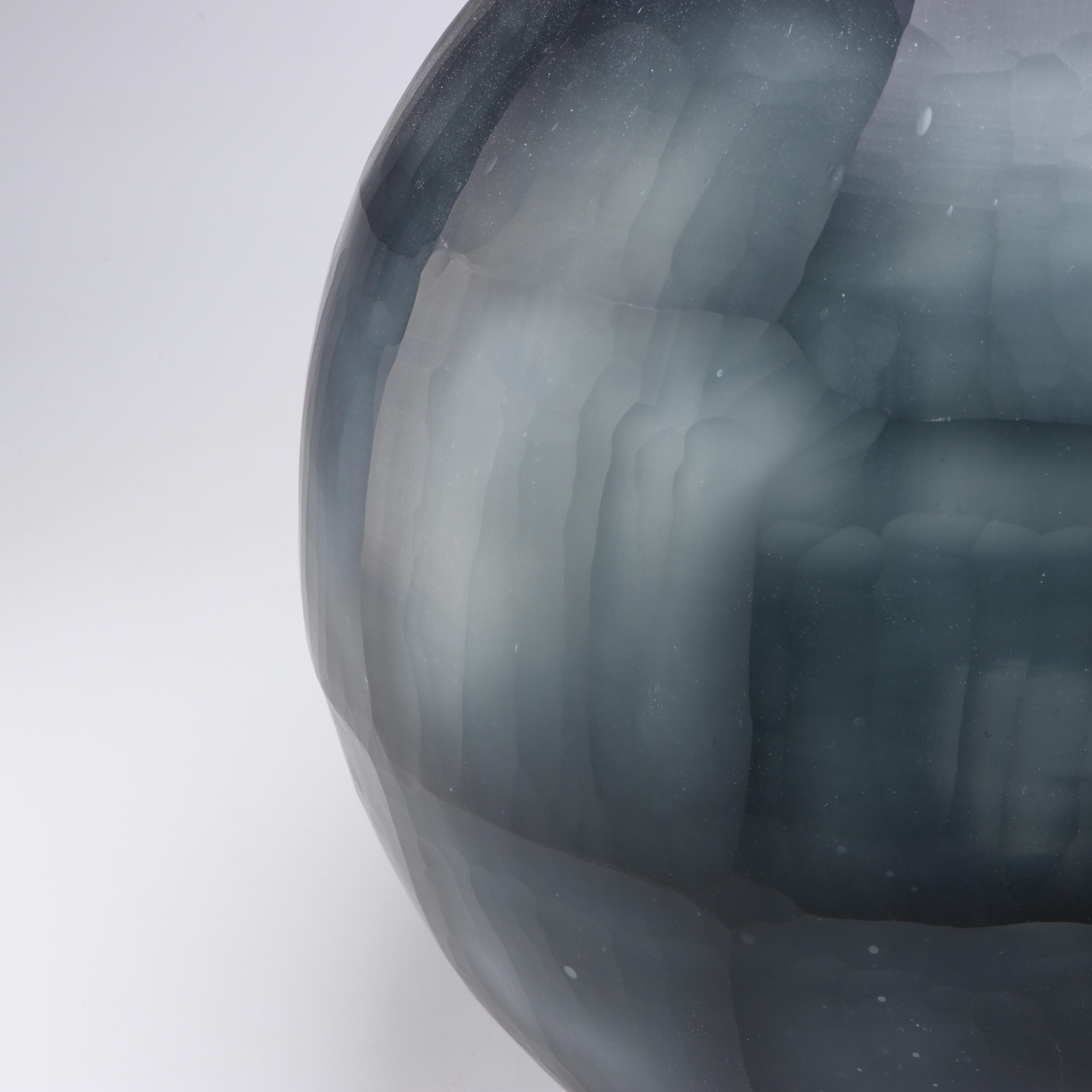 Evergreen Painted Cut Glass Sphere Vessel