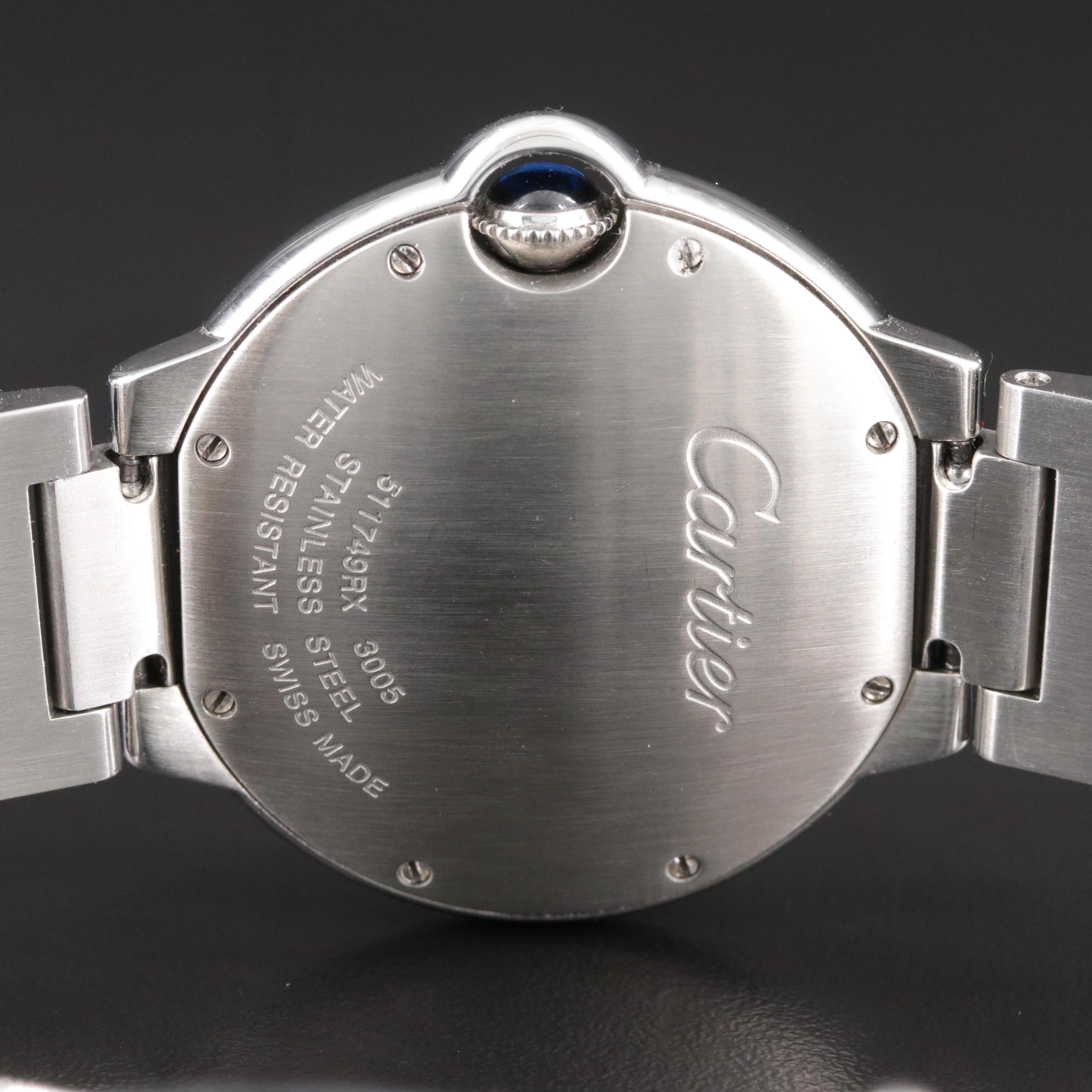 Cartier Ballon Bleu 36mm 1.43 CTW Diamonds Steel Quartz Wristwatch