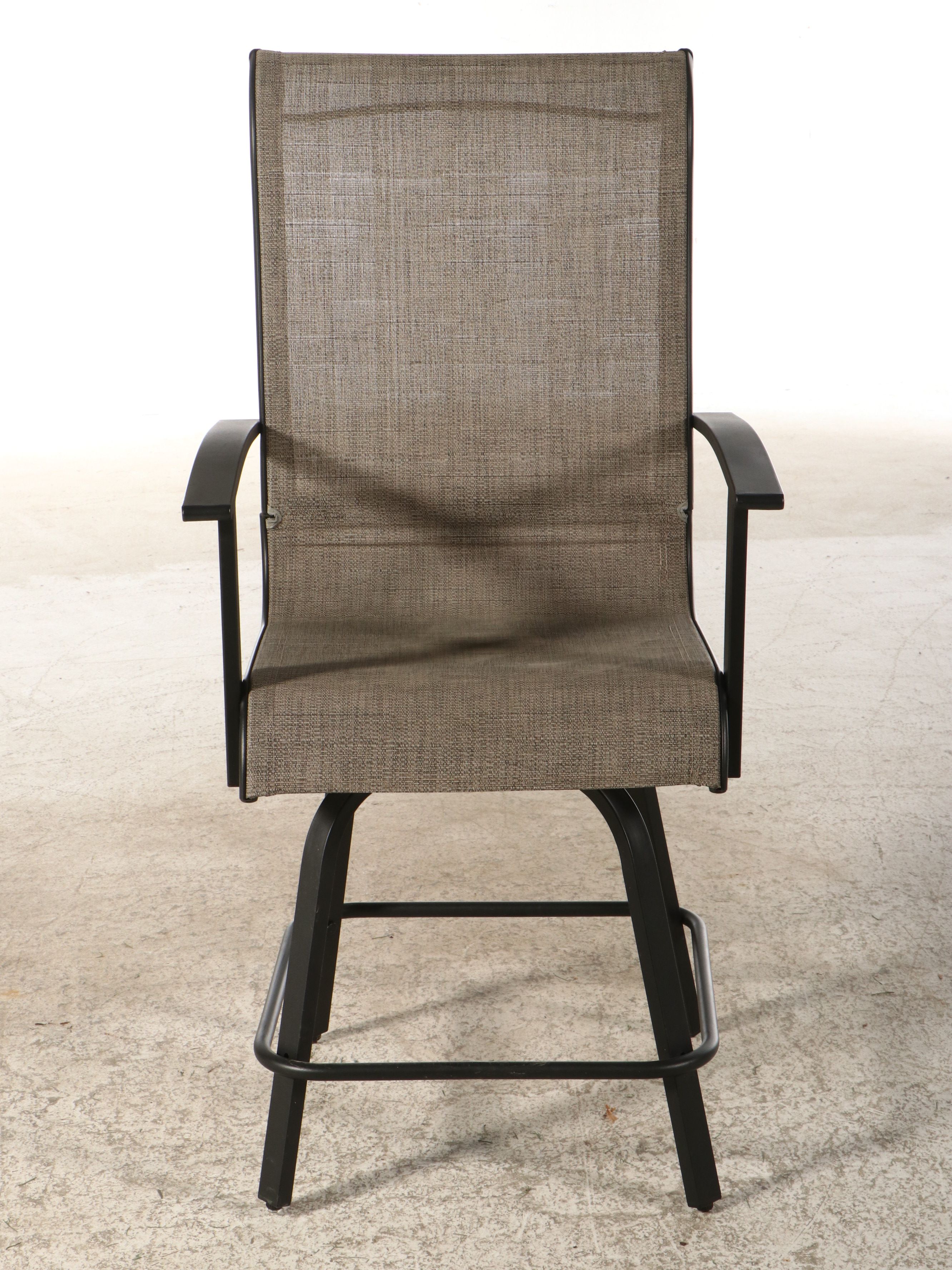 Metal High-Top Patio Table with Four Chairs and Umbrella