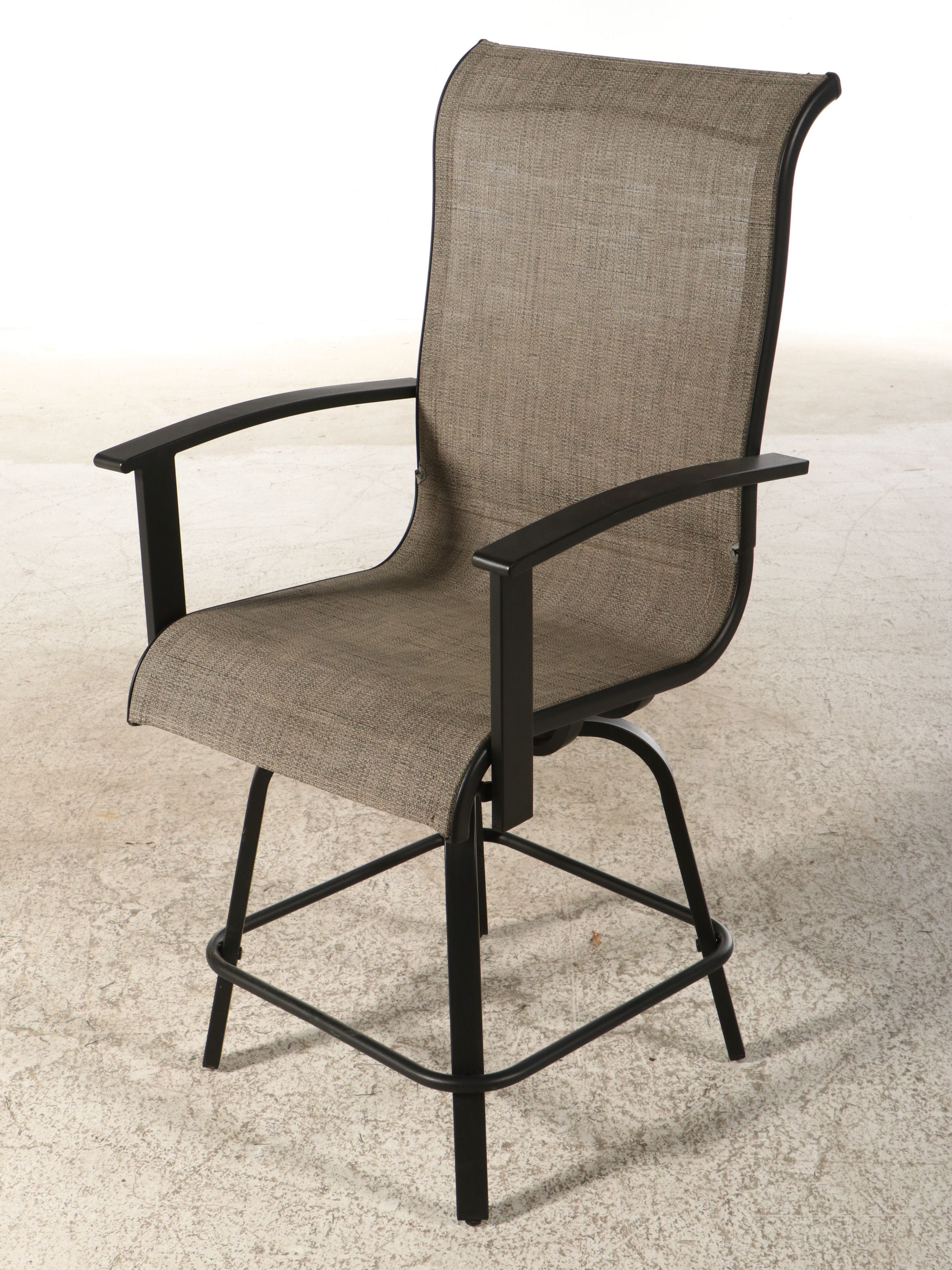 Metal High-Top Patio Table with Four Chairs and Umbrella