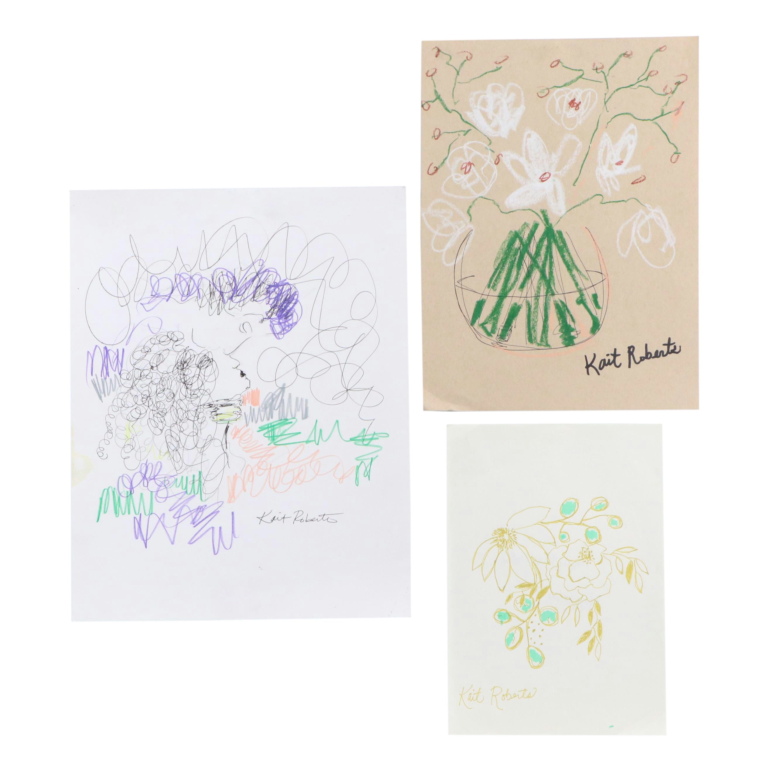 Kait Roberts Mixed Media Drawings "Honey Dew Melon" and More, 2025