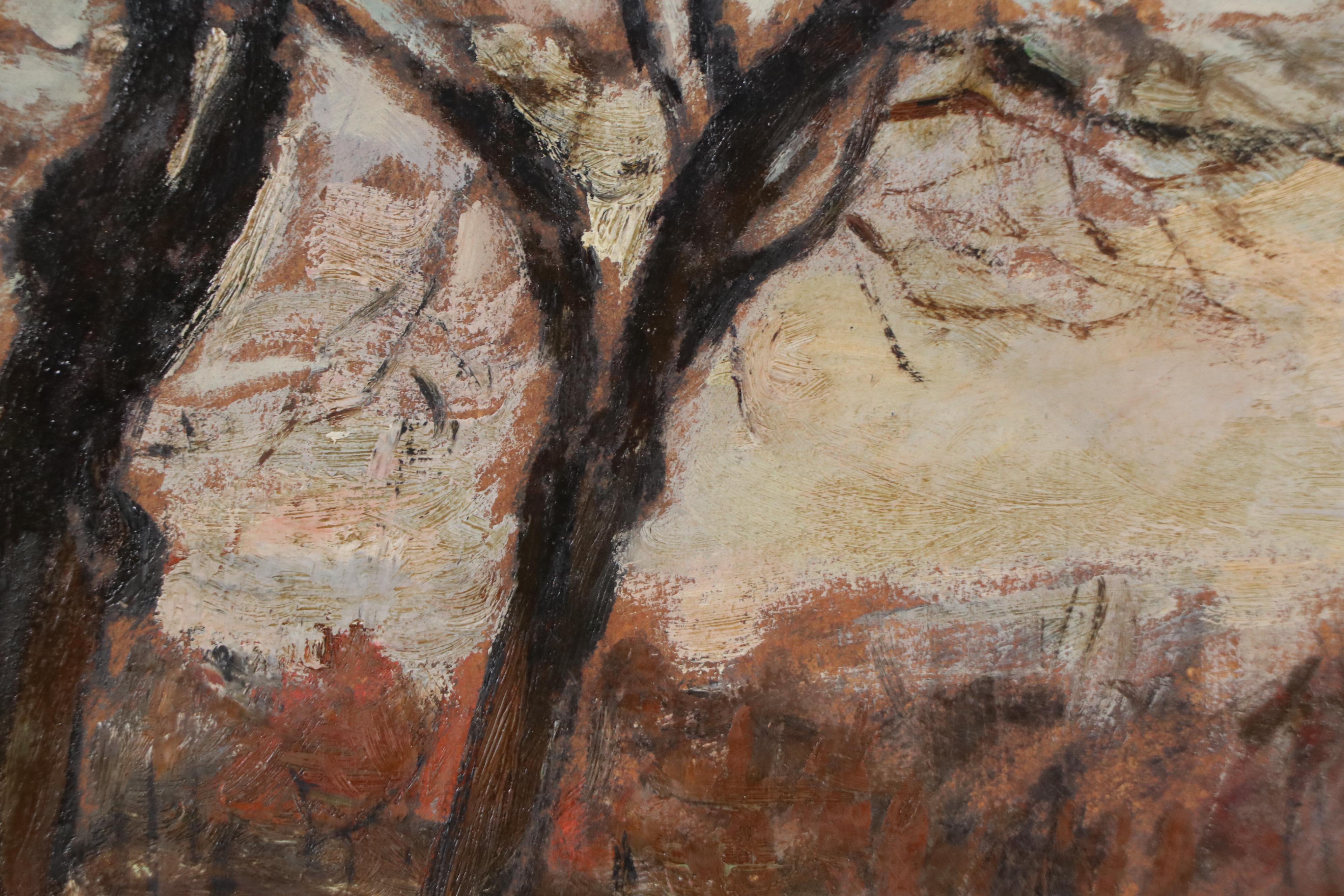 H. Leibenschein Impressionistic Oil Painting of Winter Landscape