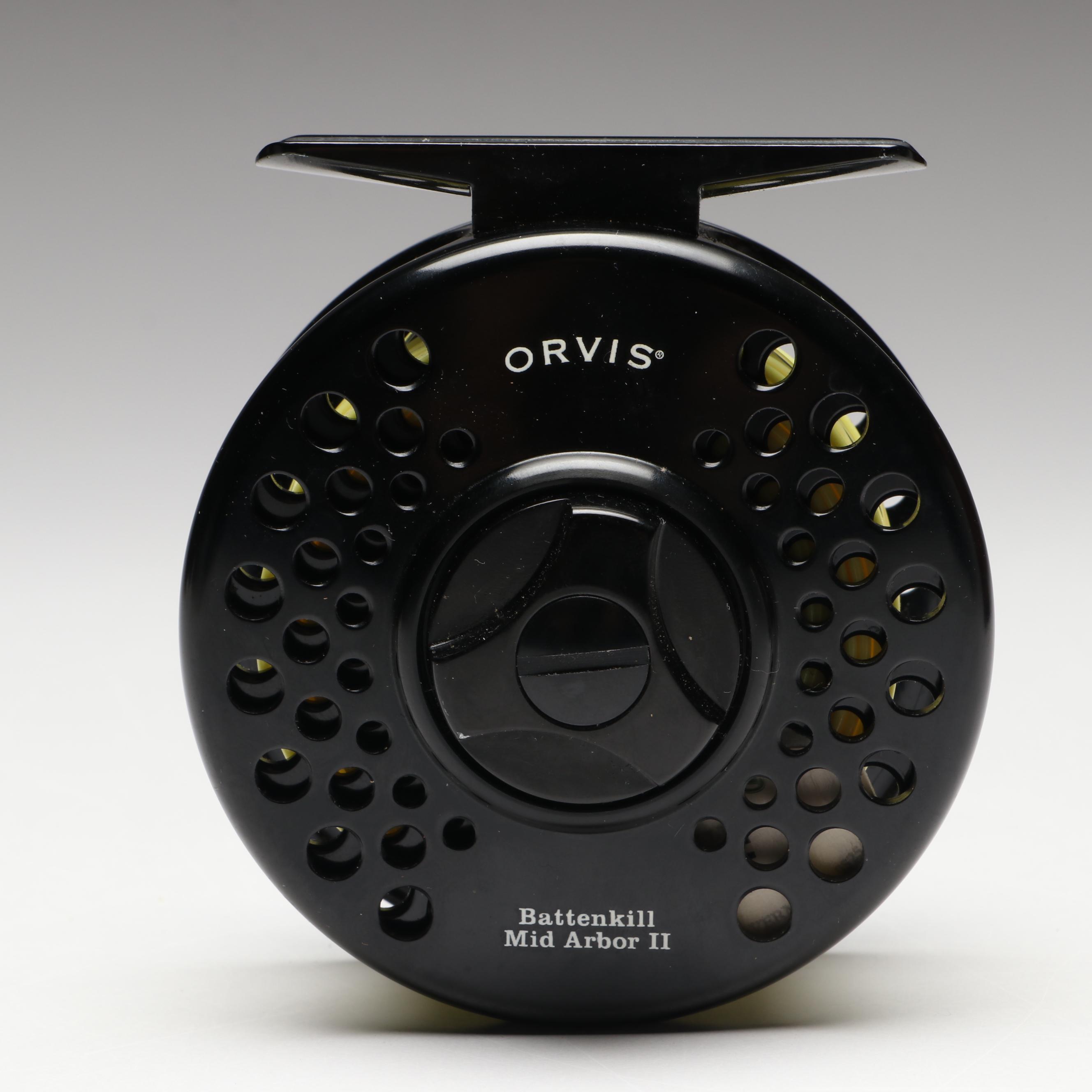 Orvis Battenkill Mark IV Fly Reel with Leather Shell Pouch and More Accessories