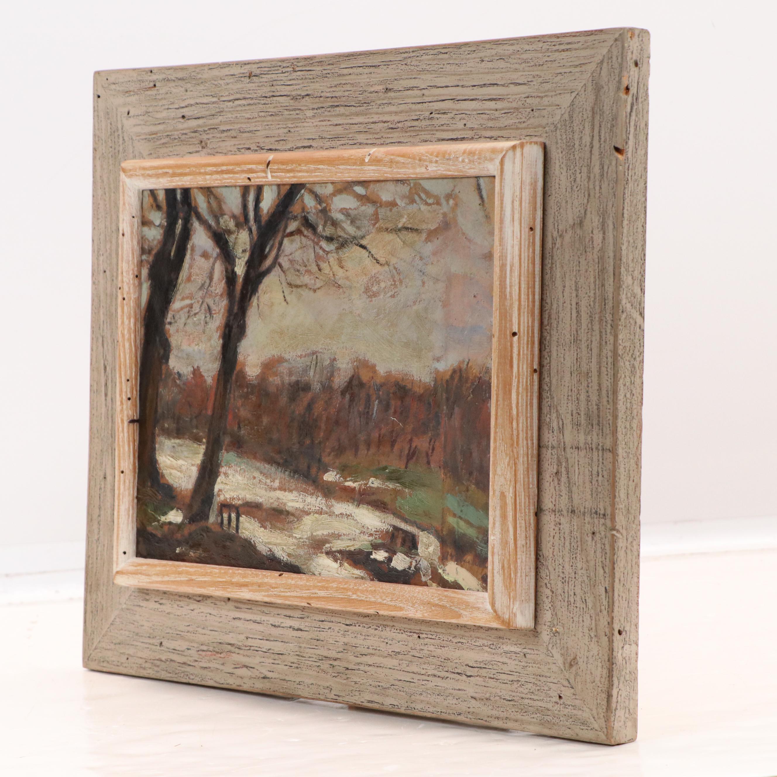 H. Leibenschein Impressionistic Oil Painting of Winter Landscape