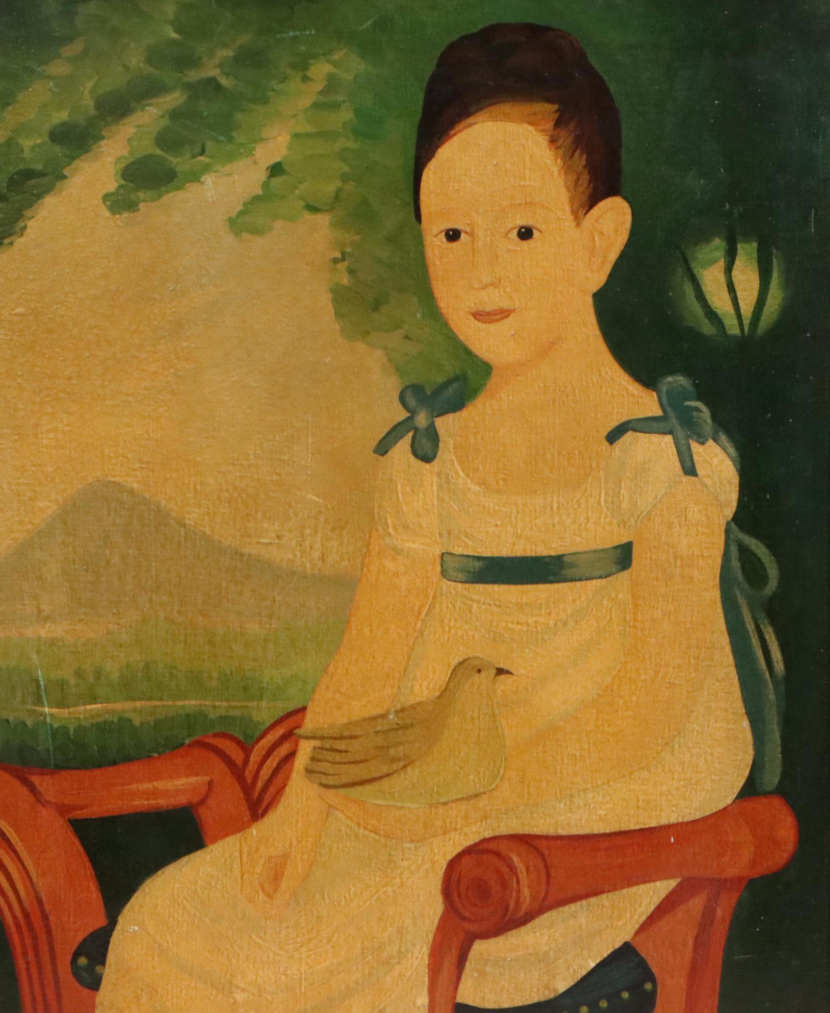 Oil Painting Georgian Style Portrait of Woman, Late 19th Century