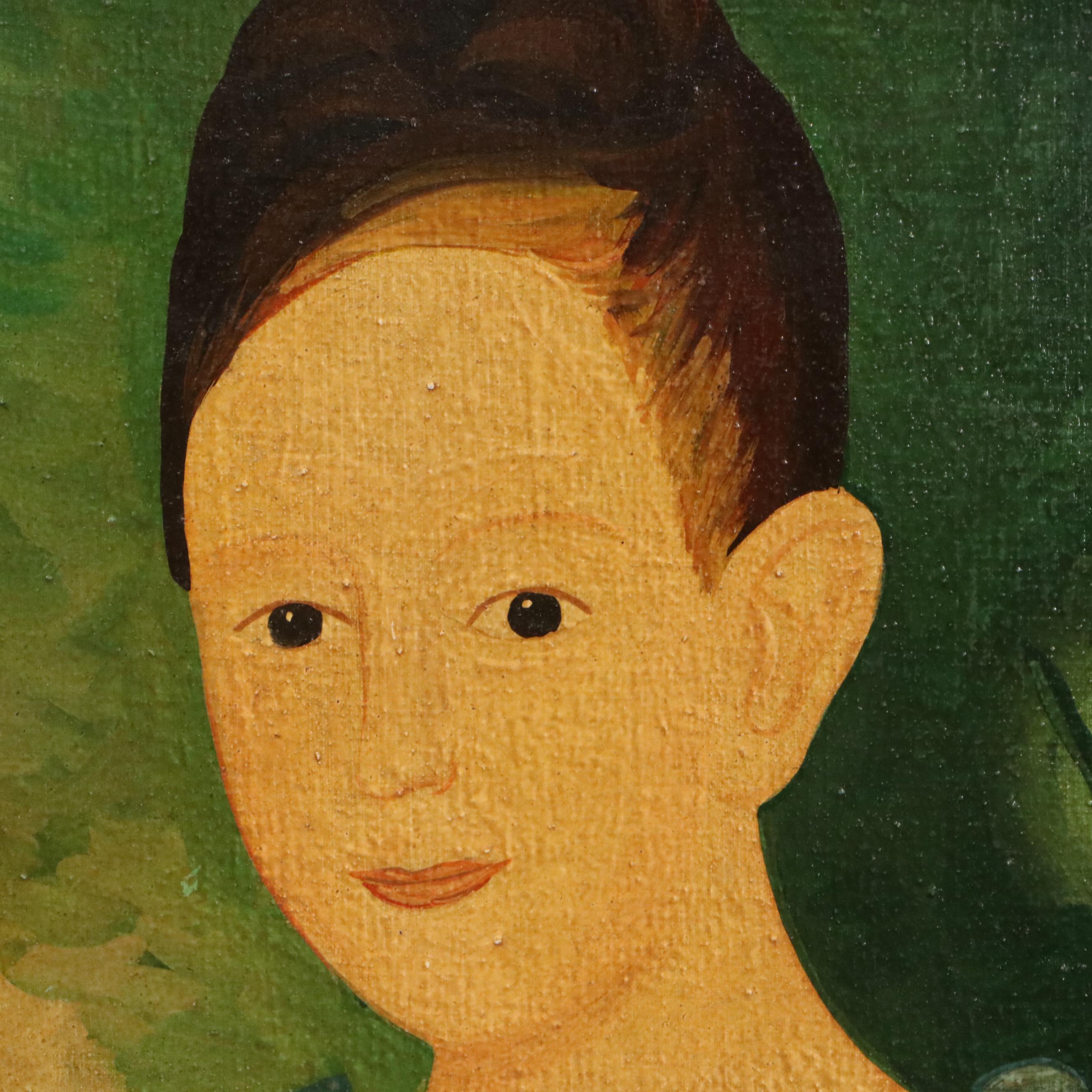 Oil Painting Georgian Style Portrait of Woman, Late 19th Century