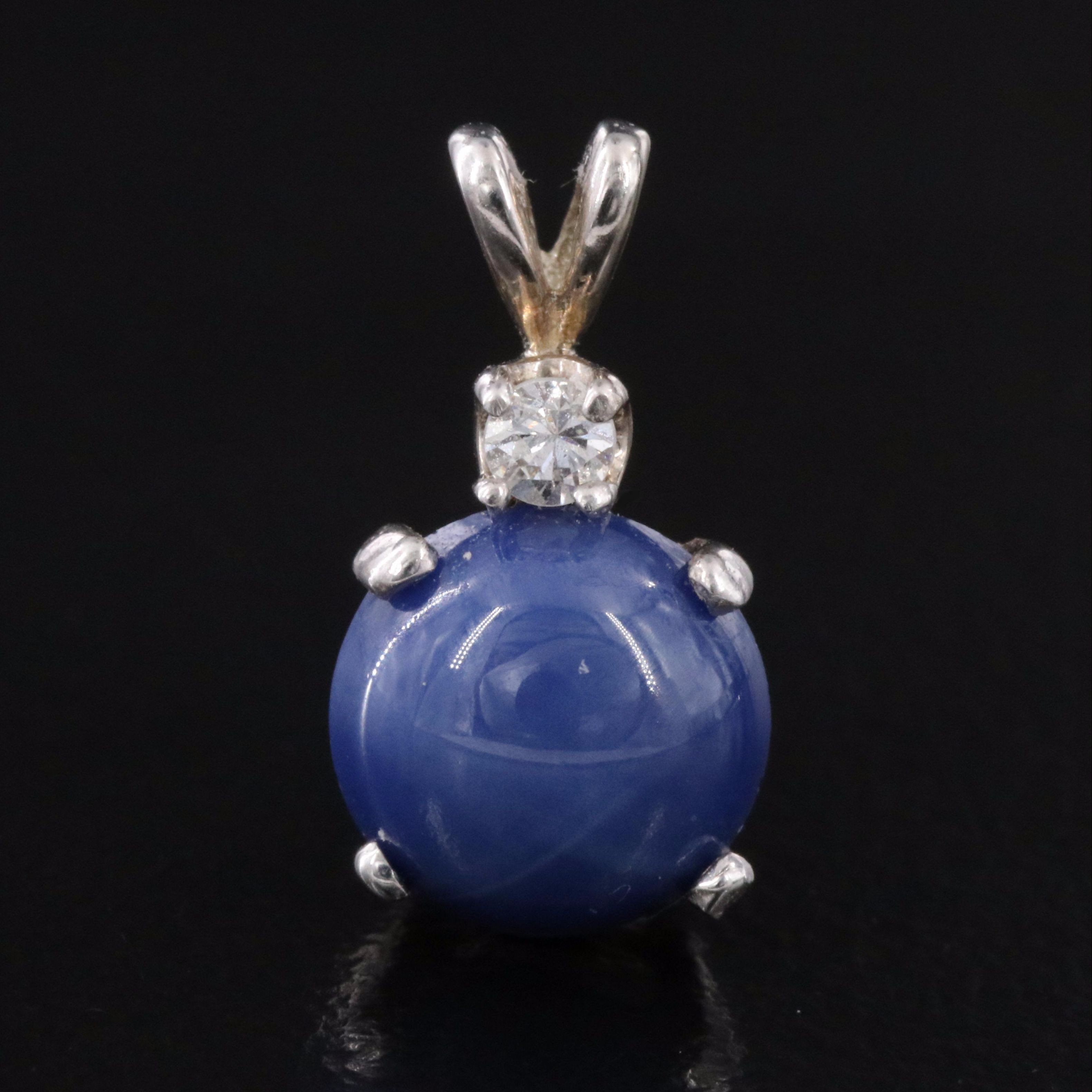14K Star Sapphire and Diamond Pendant