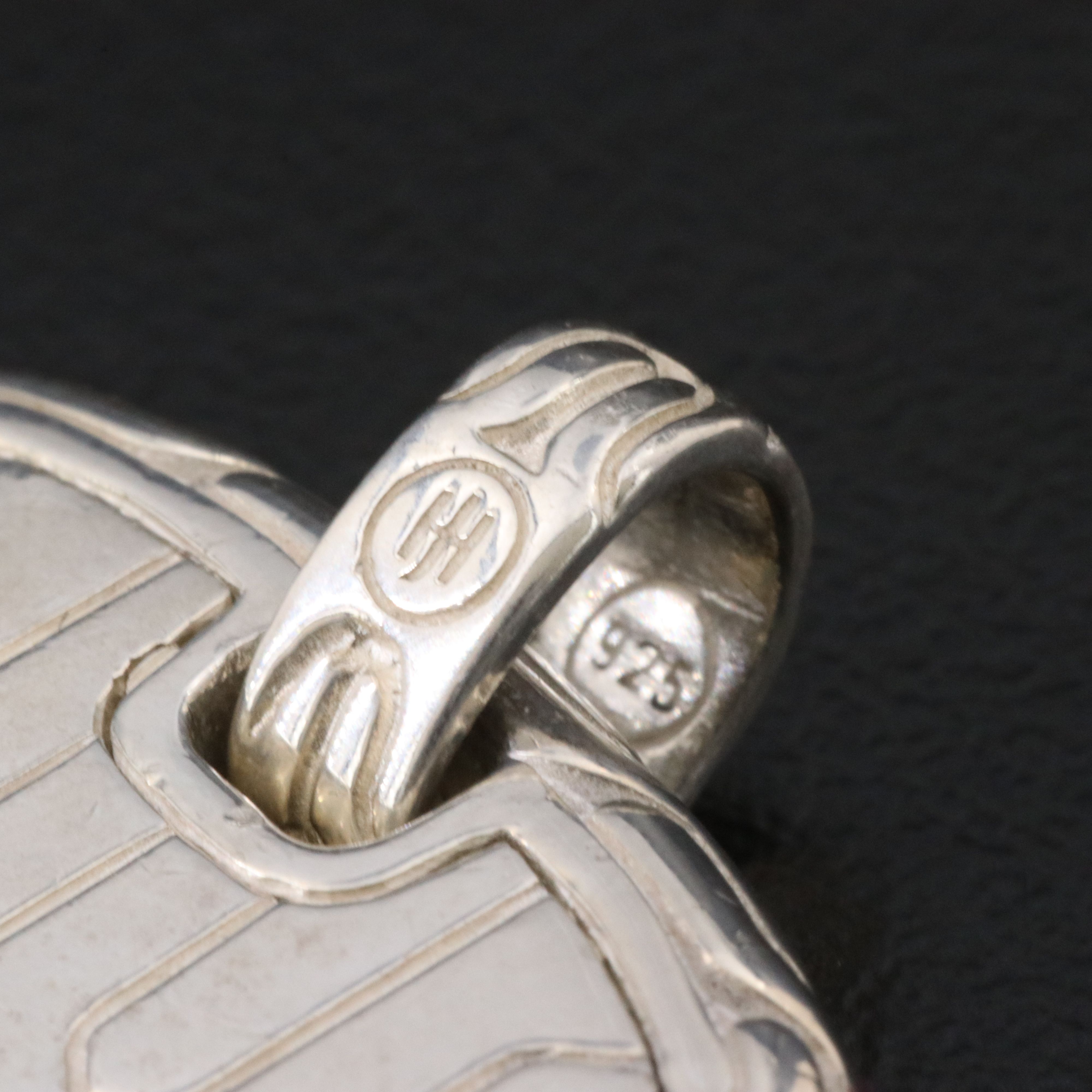 John Hardy Carved Chain/Palu Sterling & 18K Hammered Reversible Dog Tag Pendant