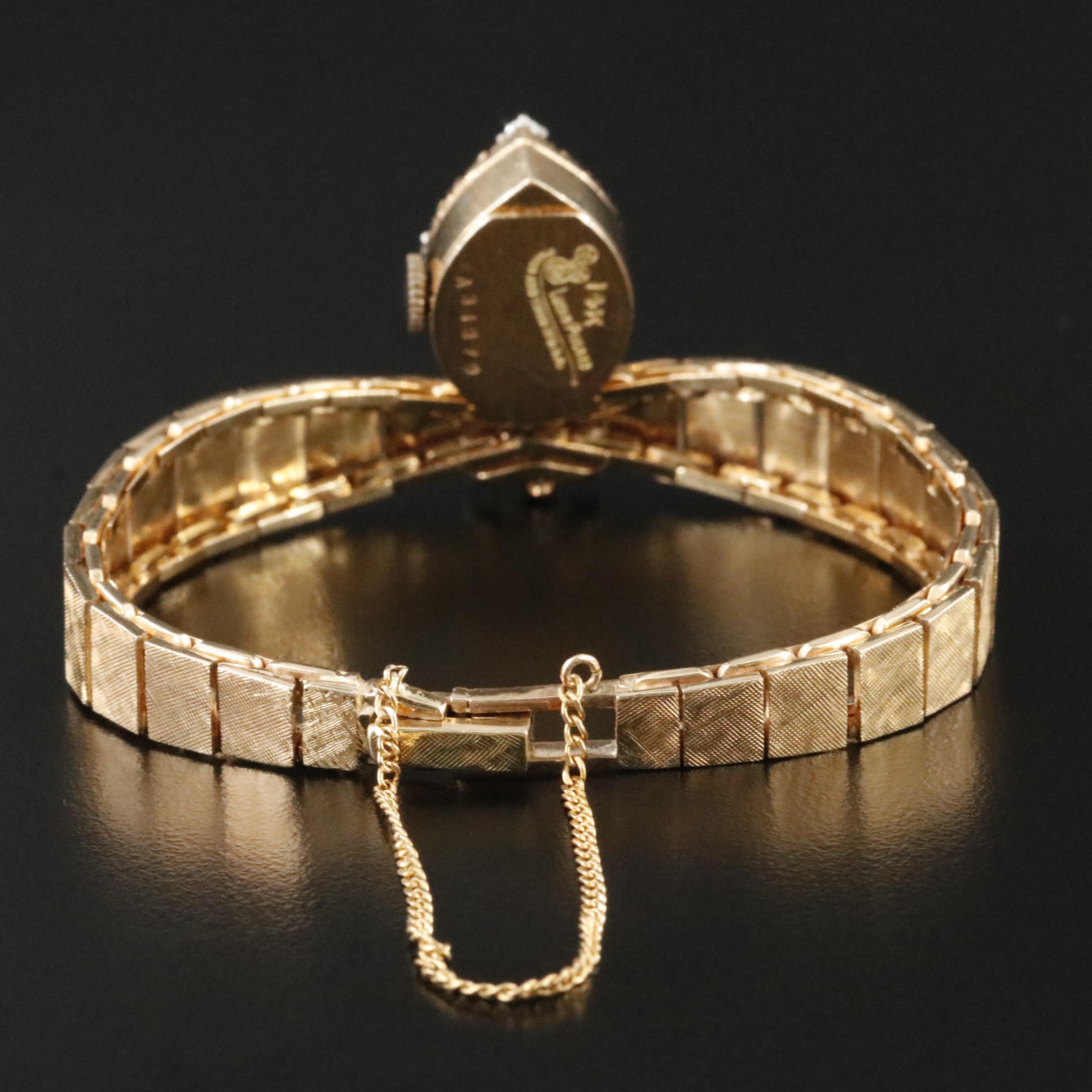 Lucien Picard 14K Vintage Gemstone and Diamond Watch, C.1950