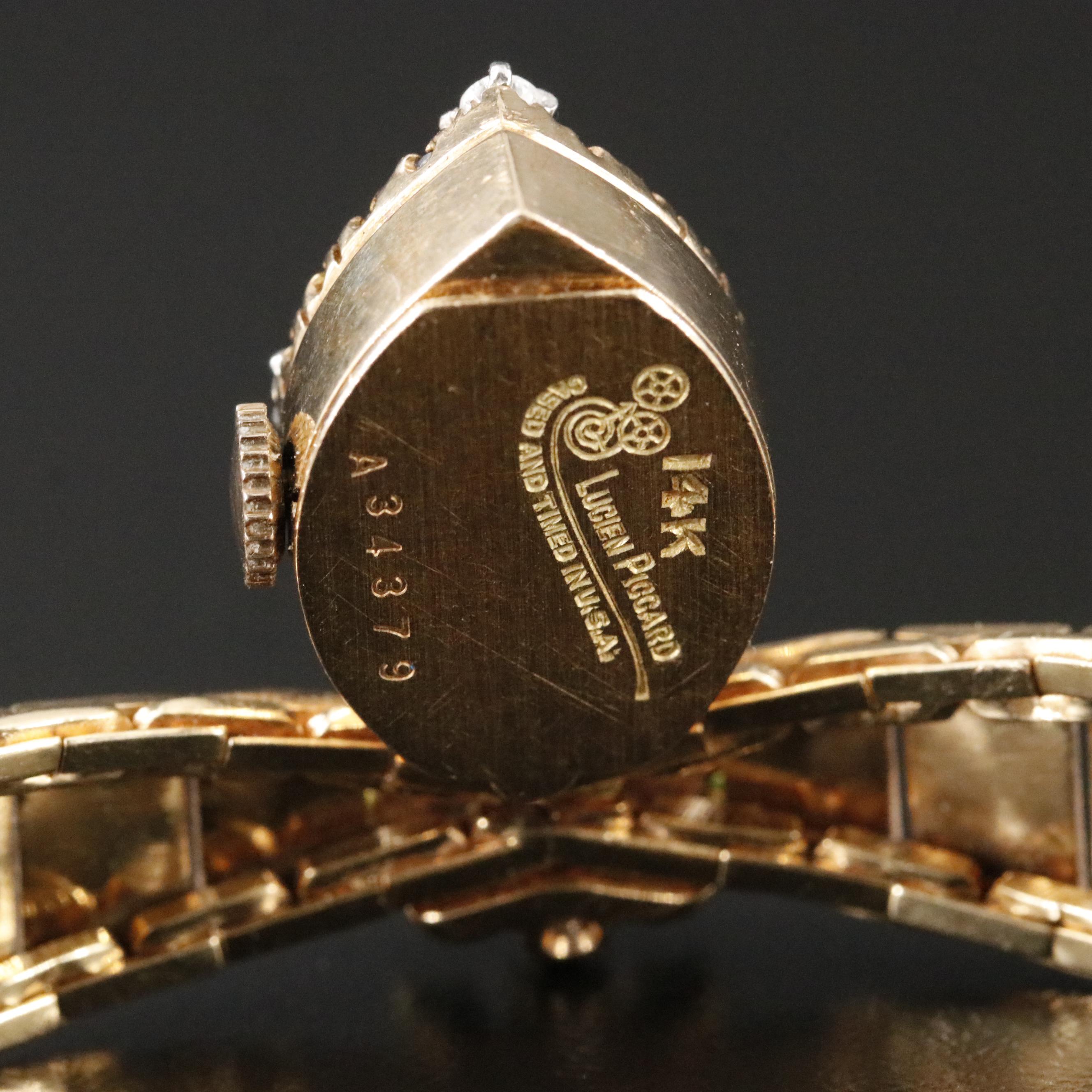 Lucien Picard 14K Vintage Gemstone and Diamond Watch, C.1950