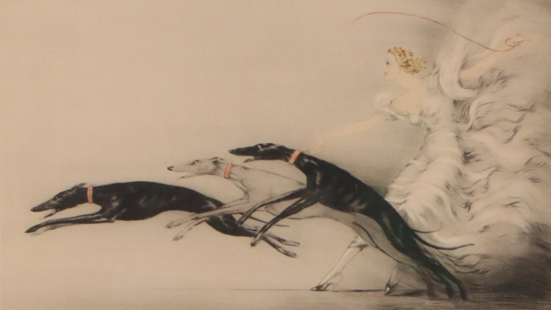 Louis Icart Hand-Colored Etching With Drypoint "Vitesse (Speed II)," 1933