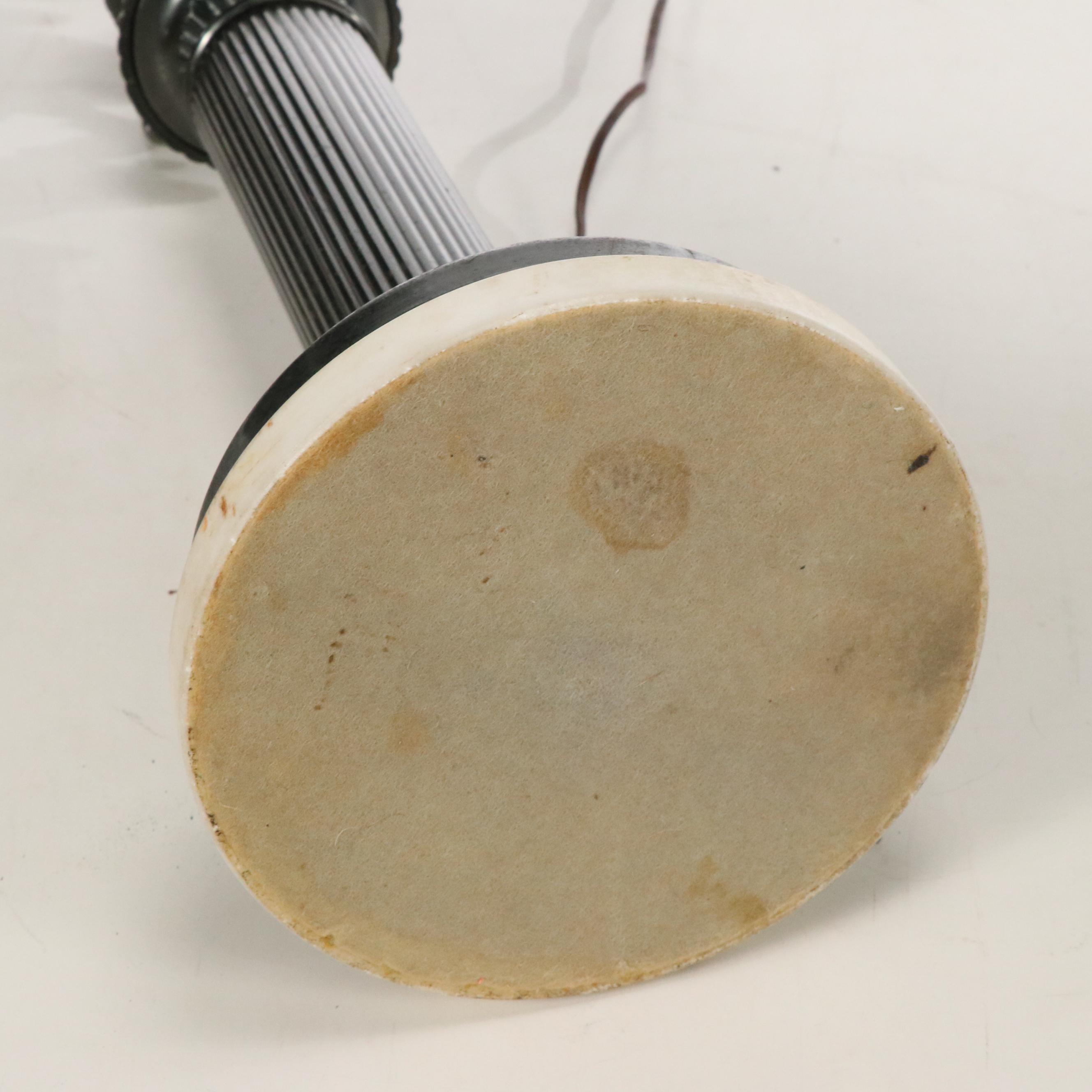 Neoclassical Style Table Lamp with Red Poppies Slag Glass Shade