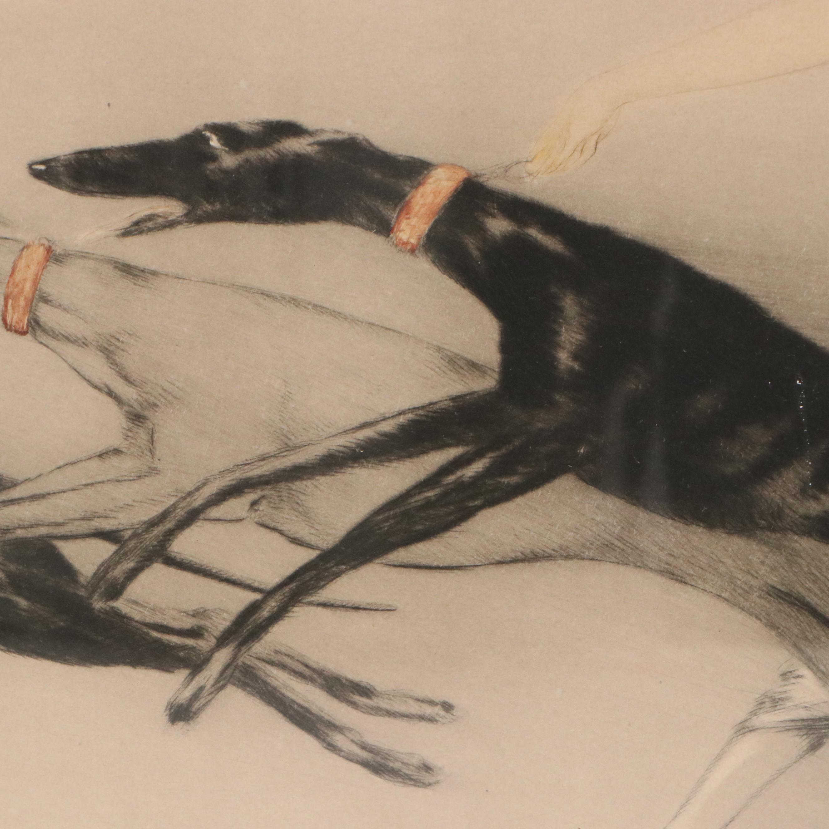 Louis Icart Hand-Colored Etching With Drypoint "Vitesse (Speed II)," 1933