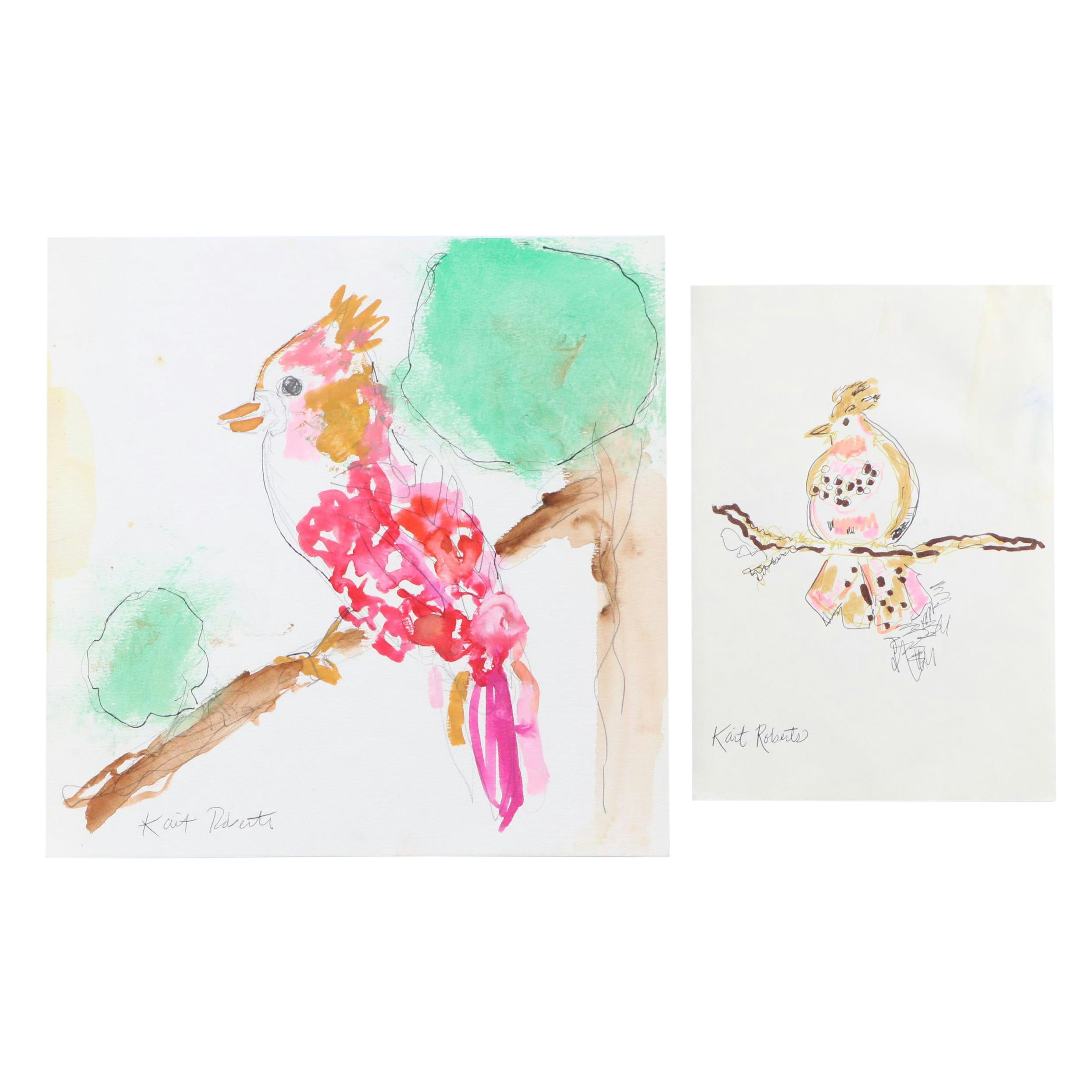 Kait Roberts Mixed Media Paintings "Always Be Pink" and More, 21st Century