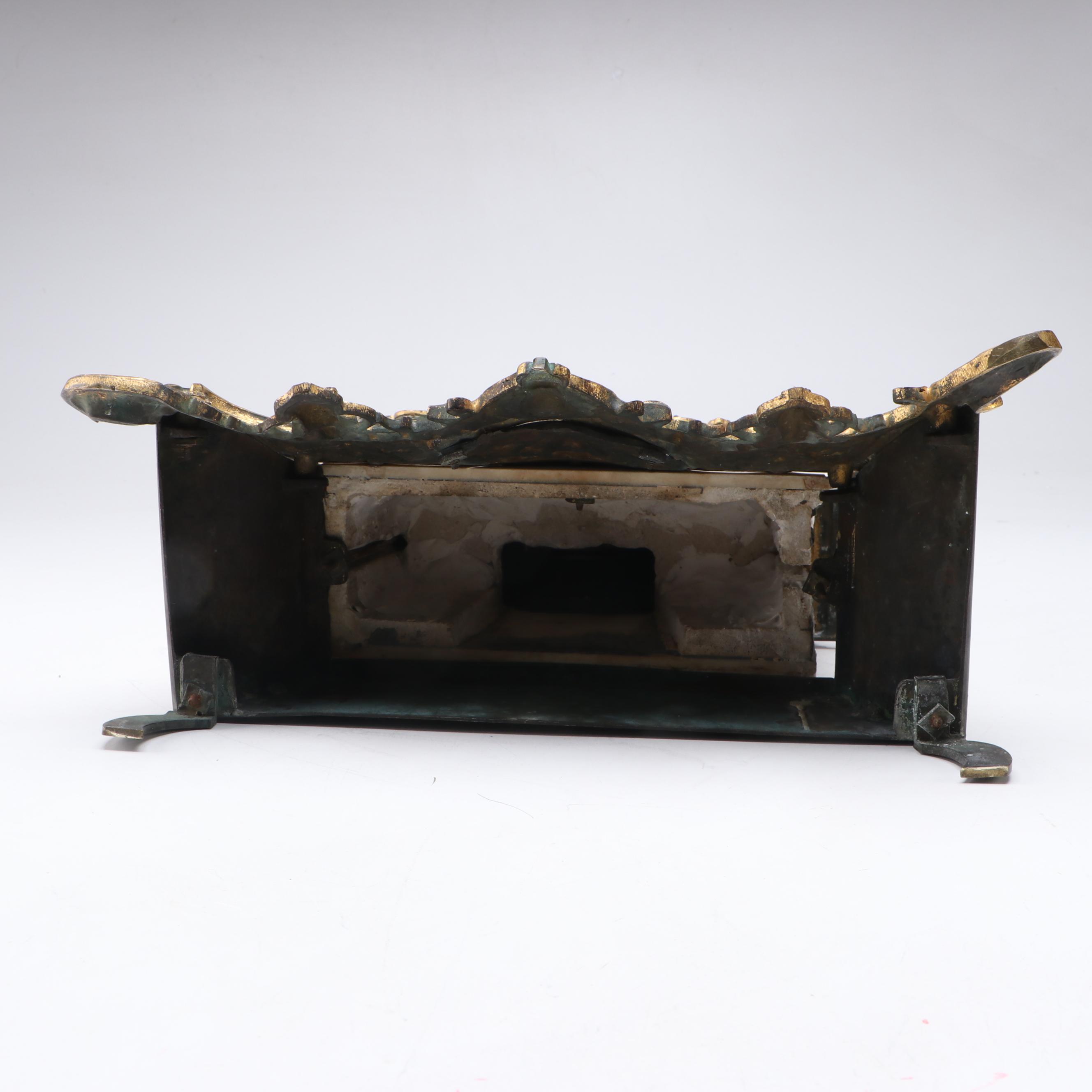 French Style Alabaster and Gilt Spelter Mantel Clock, Late 19th/ Early 20th C.