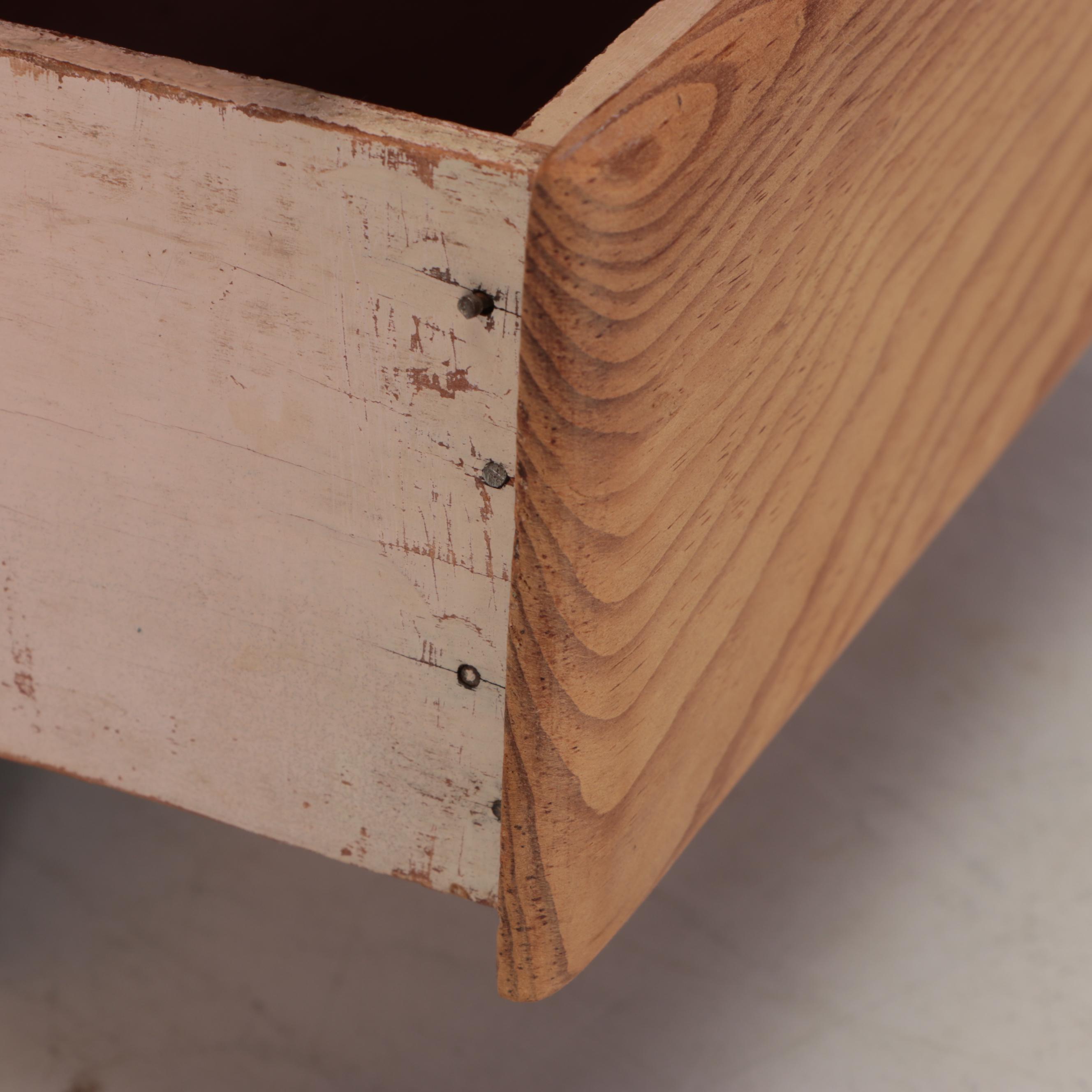 Wood Wall Hanging Cabinet and Miniature Chest of Drawers with Brass Handles