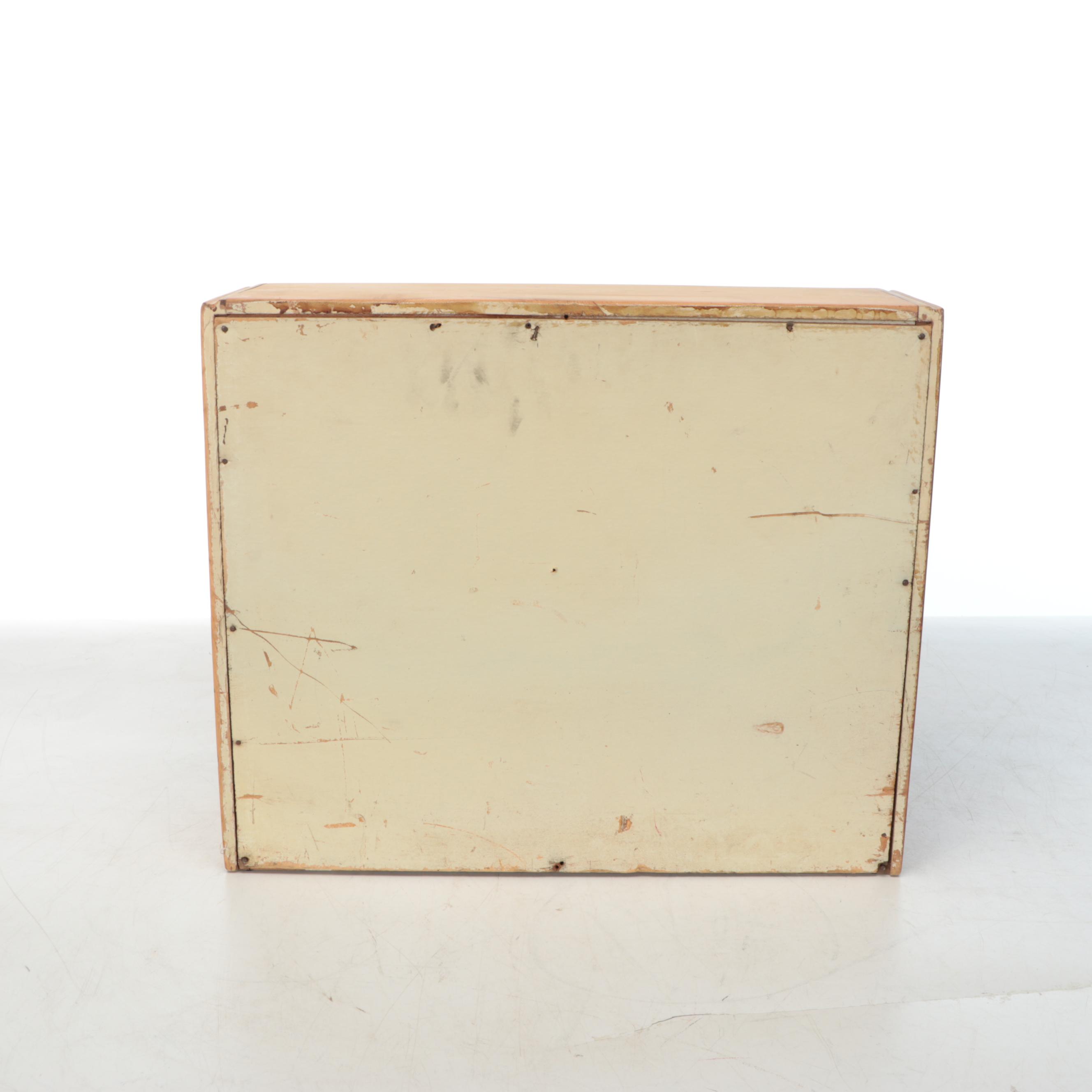 Wood Wall Hanging Cabinet and Miniature Chest of Drawers with Brass Handles