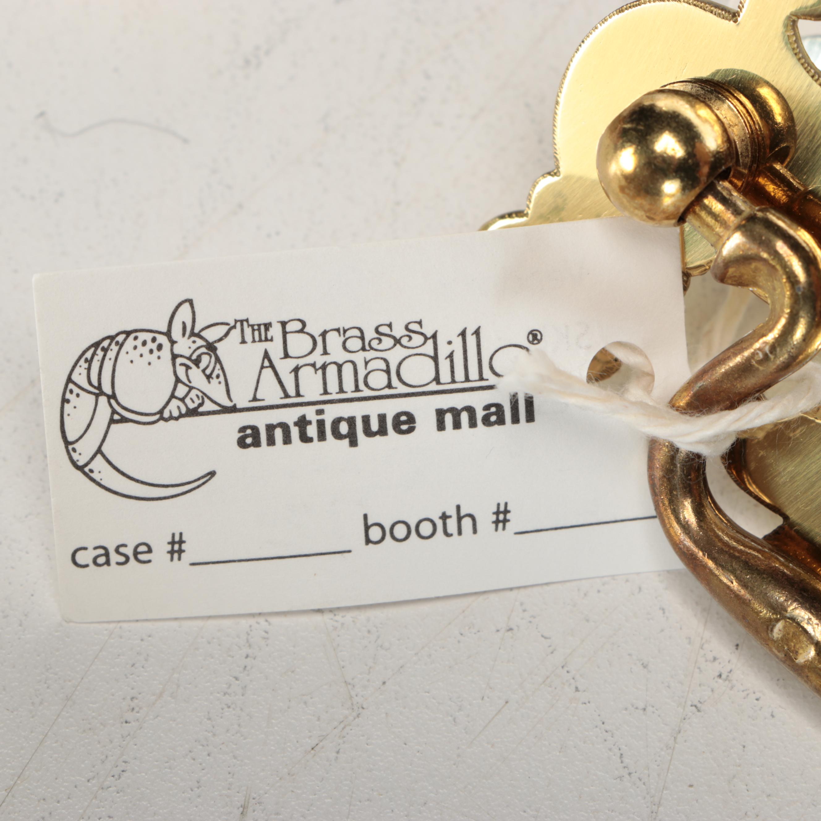 Wood Wall Hanging Cabinet and Miniature Chest of Drawers with Brass Handles