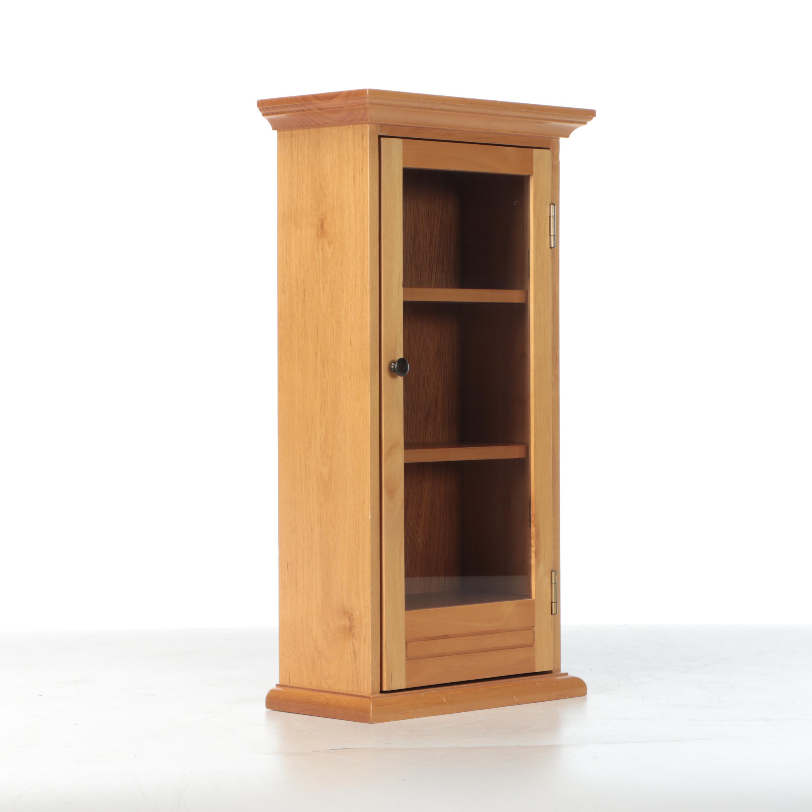 Wood Wall Hanging Cabinet and Miniature Chest of Drawers with Brass Handles