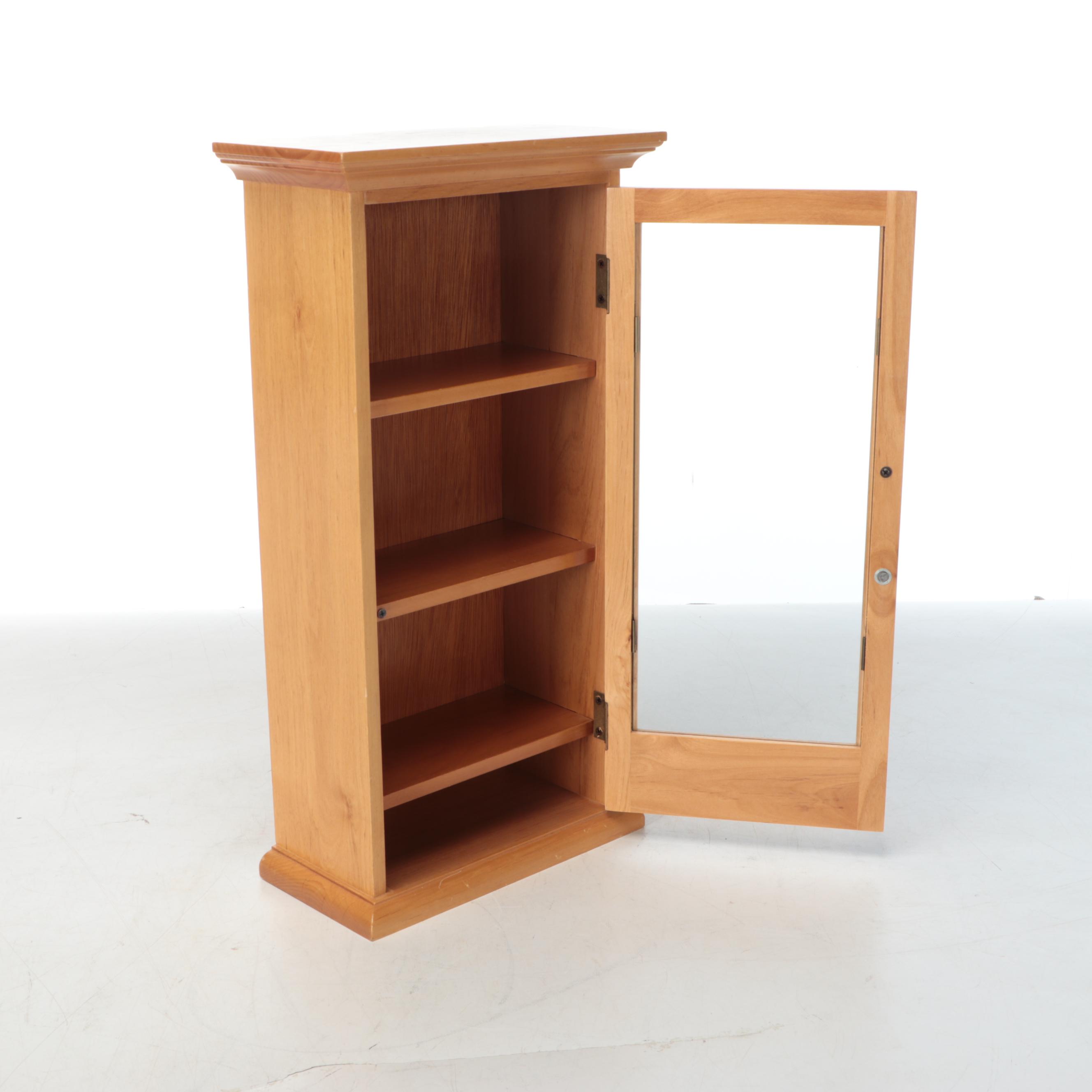 Wood Wall Hanging Cabinet and Miniature Chest of Drawers with Brass Handles