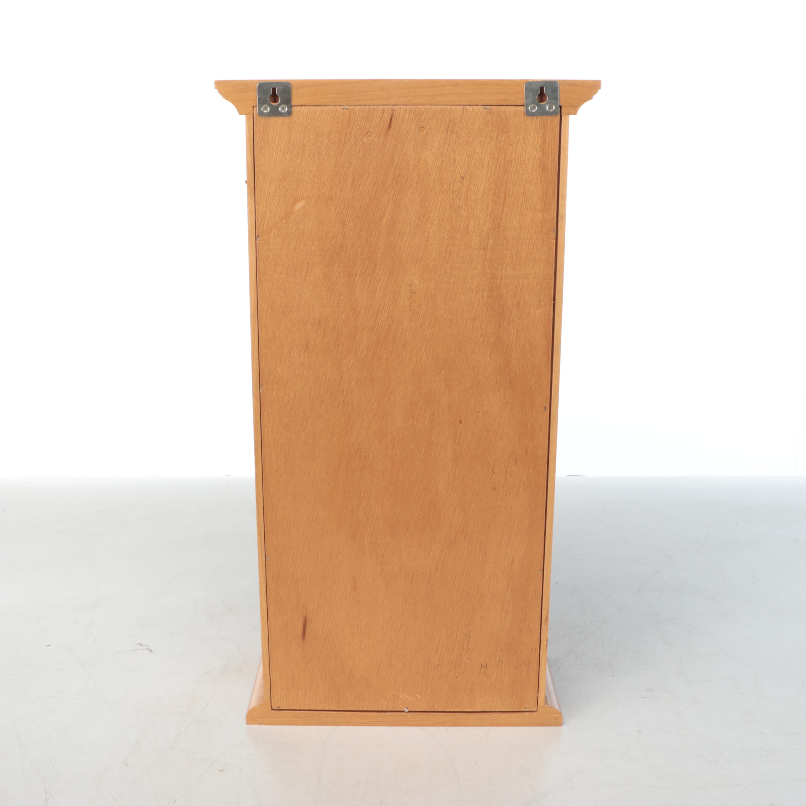 Wood Wall Hanging Cabinet and Miniature Chest of Drawers with Brass Handles