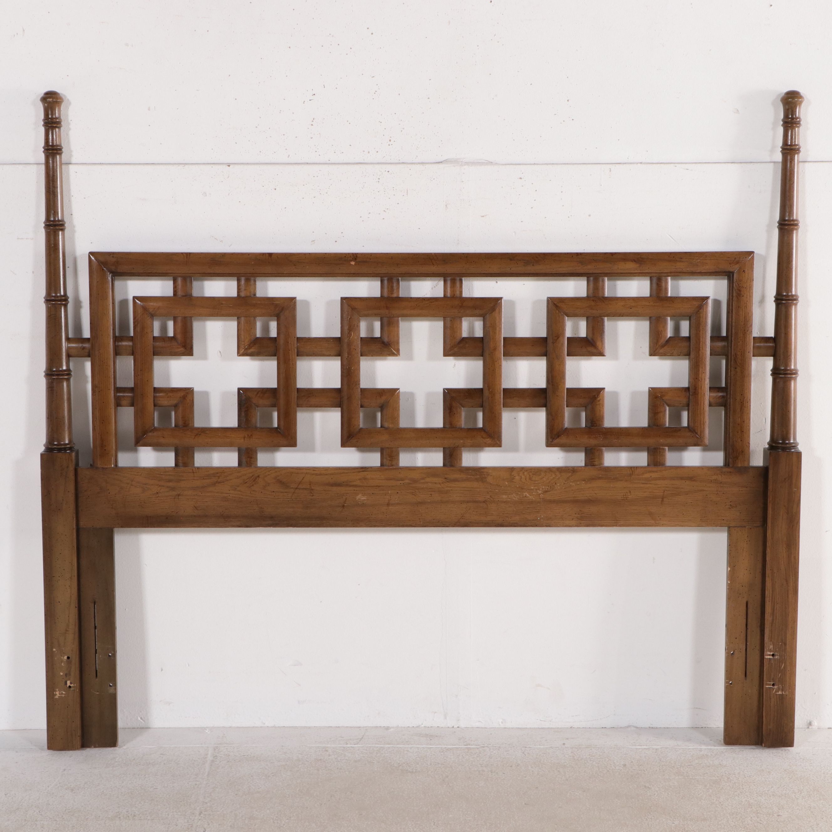 Dixie Mid Century Modern Style Faux Bamboo Fretwork Headboard