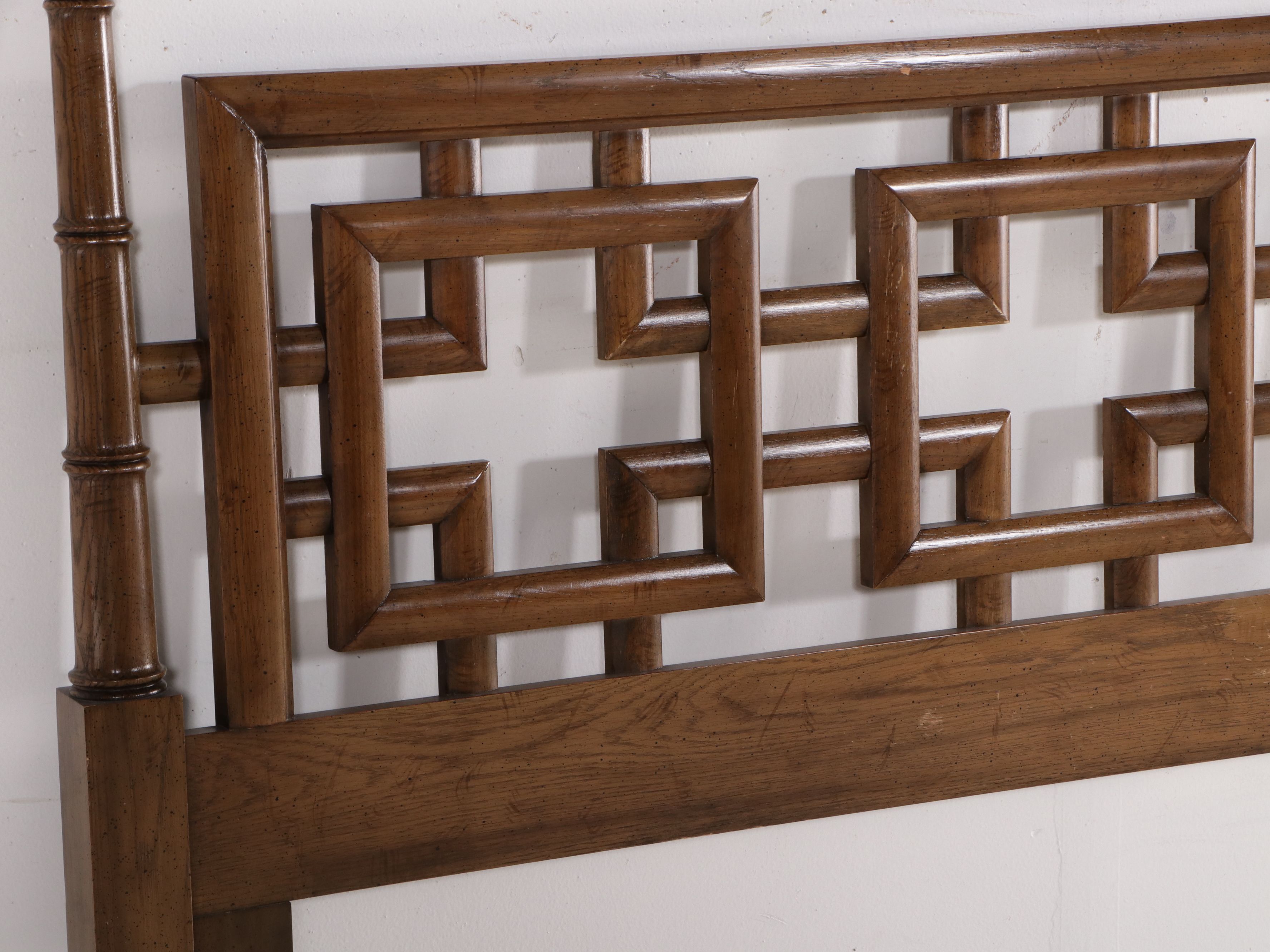 Dixie Mid Century Modern Style Faux Bamboo Fretwork Headboard