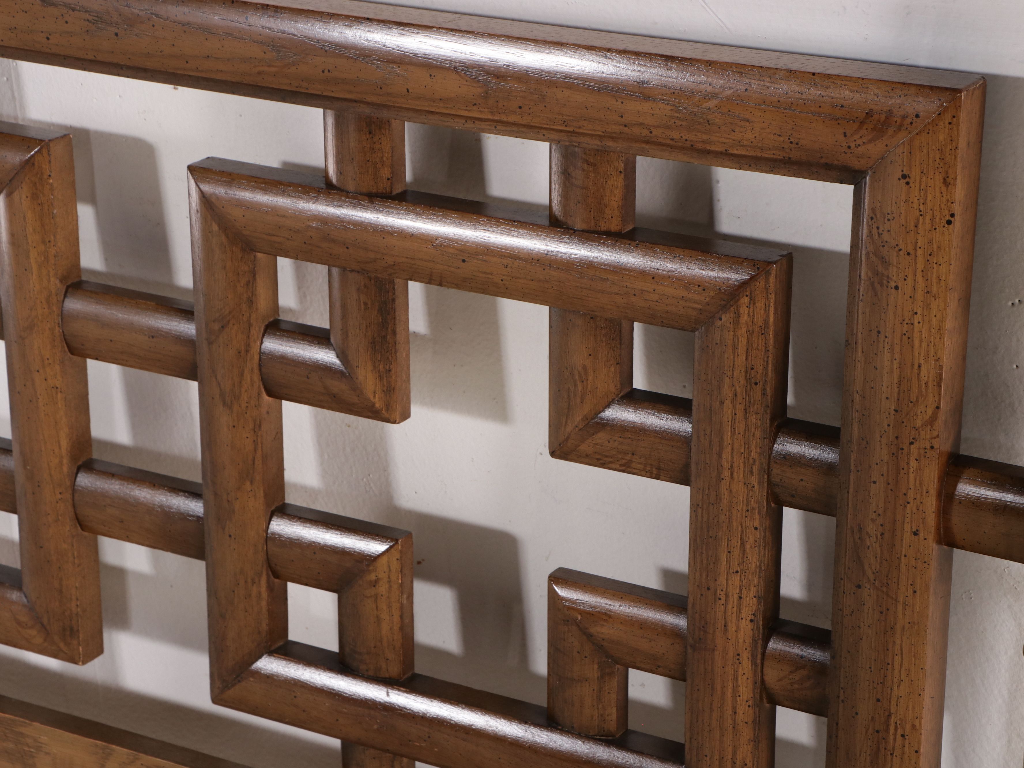 Dixie Mid Century Modern Style Faux Bamboo Fretwork Headboard