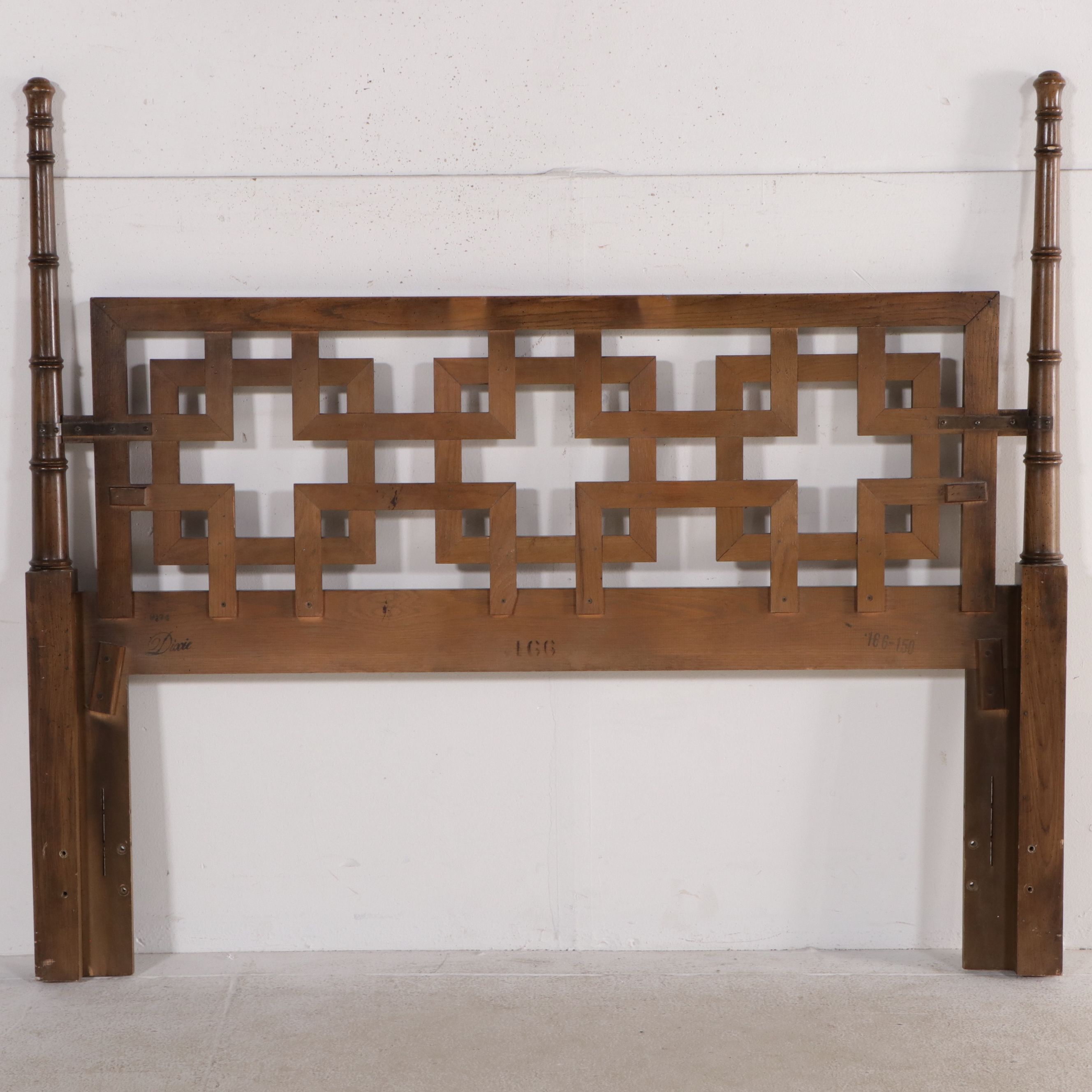 Dixie Mid Century Modern Style Faux Bamboo Fretwork Headboard