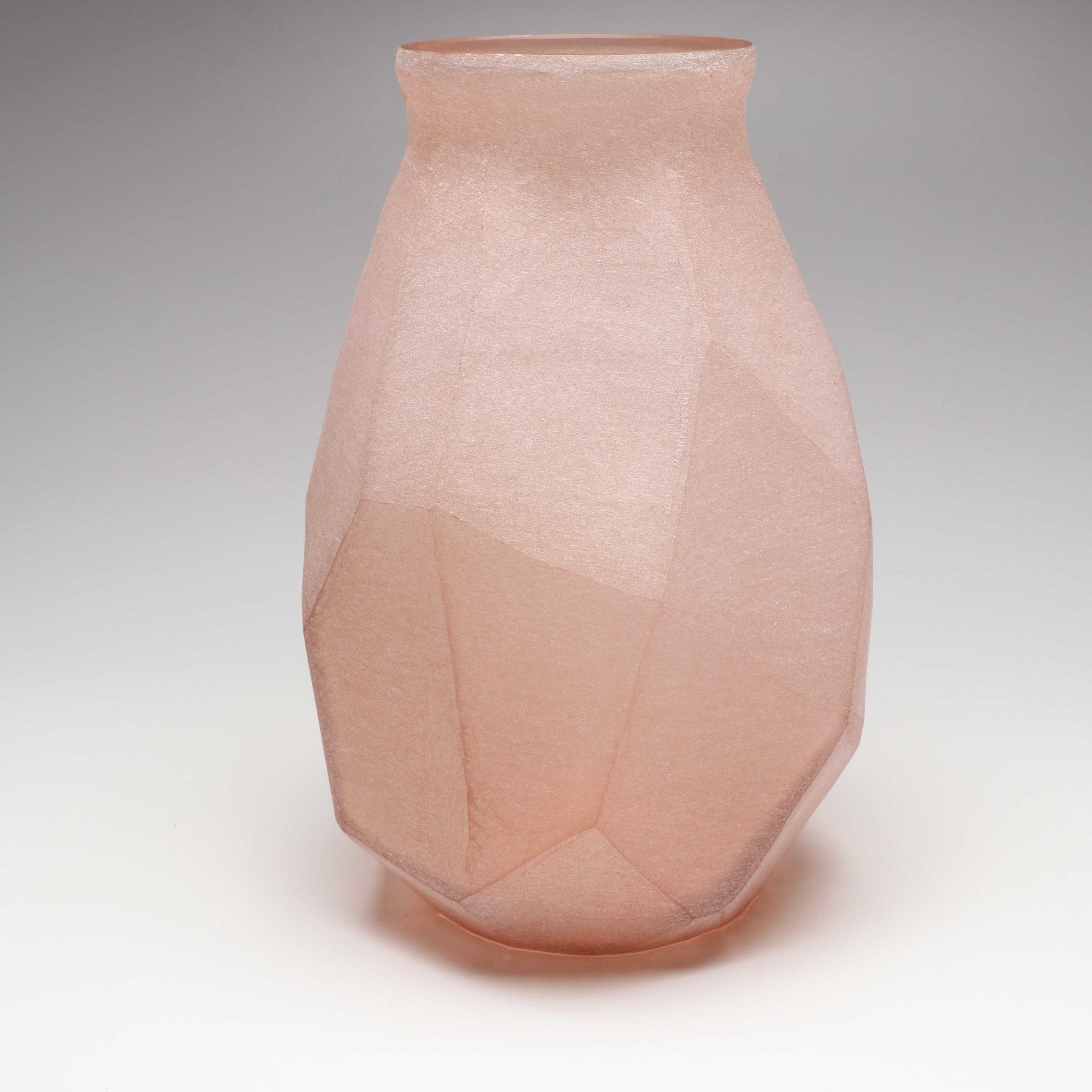 Bella Pink Flash Angled Glass Vase