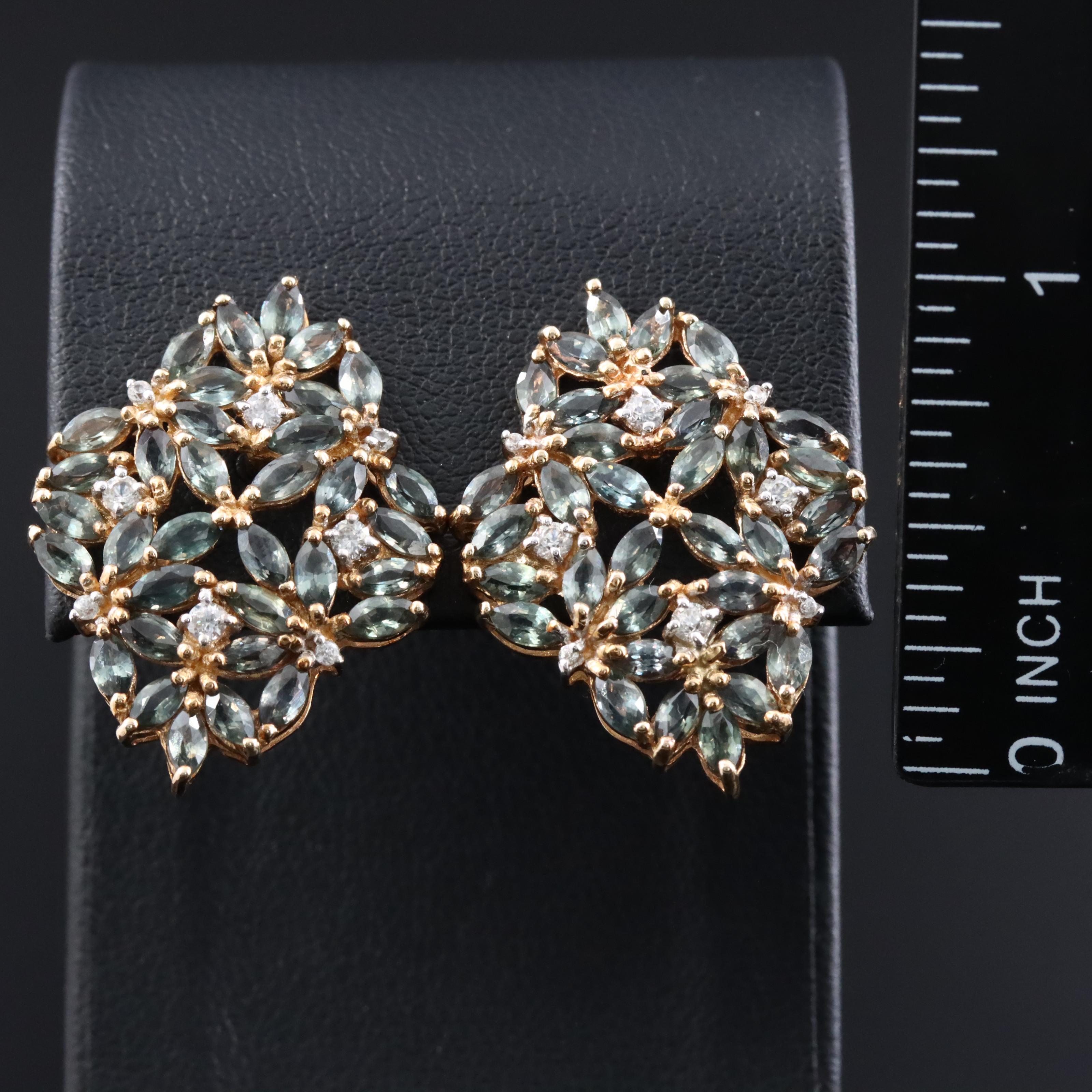 9K Color Change Sapphire and White Zircon Earrings