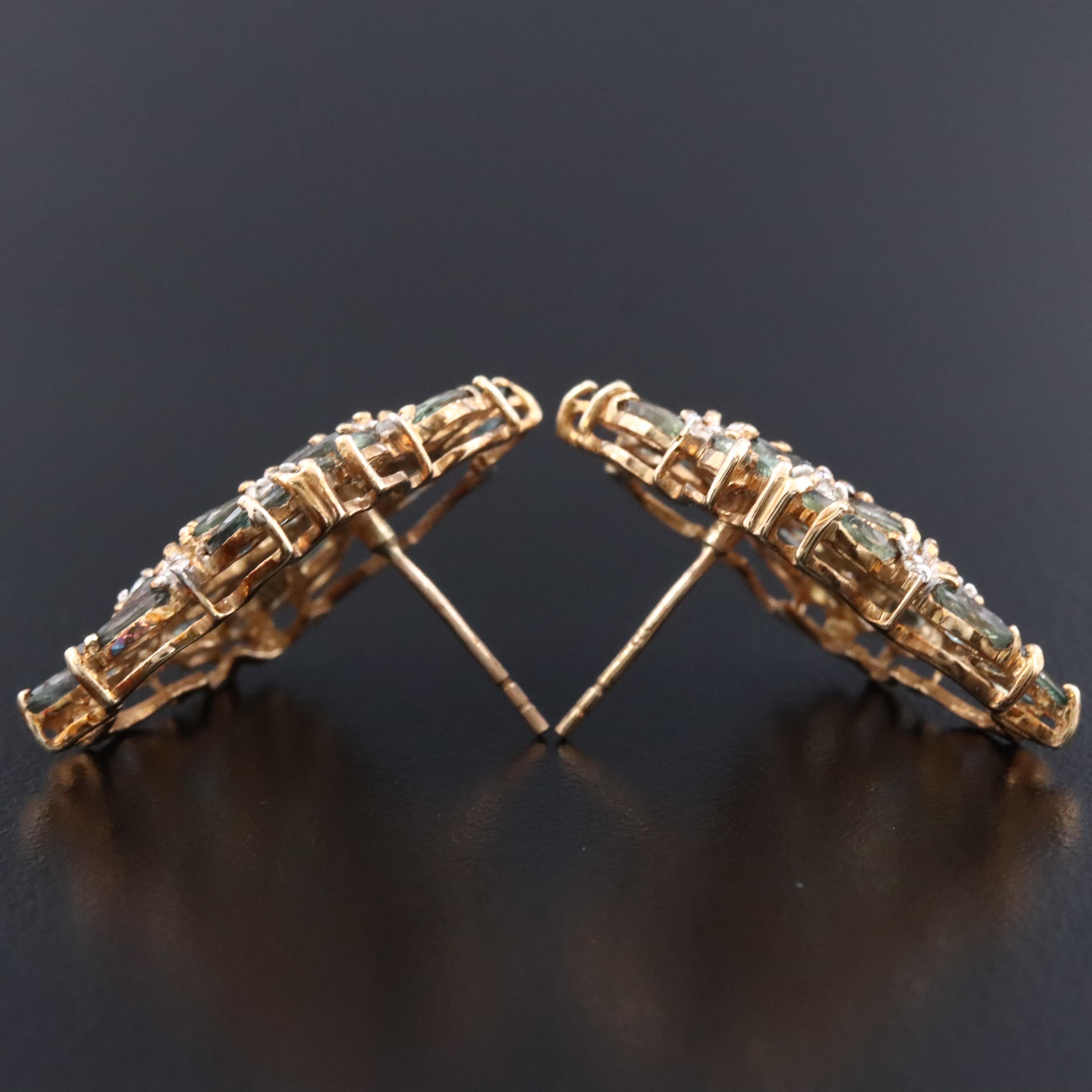 9K Color Change Sapphire and White Zircon Earrings