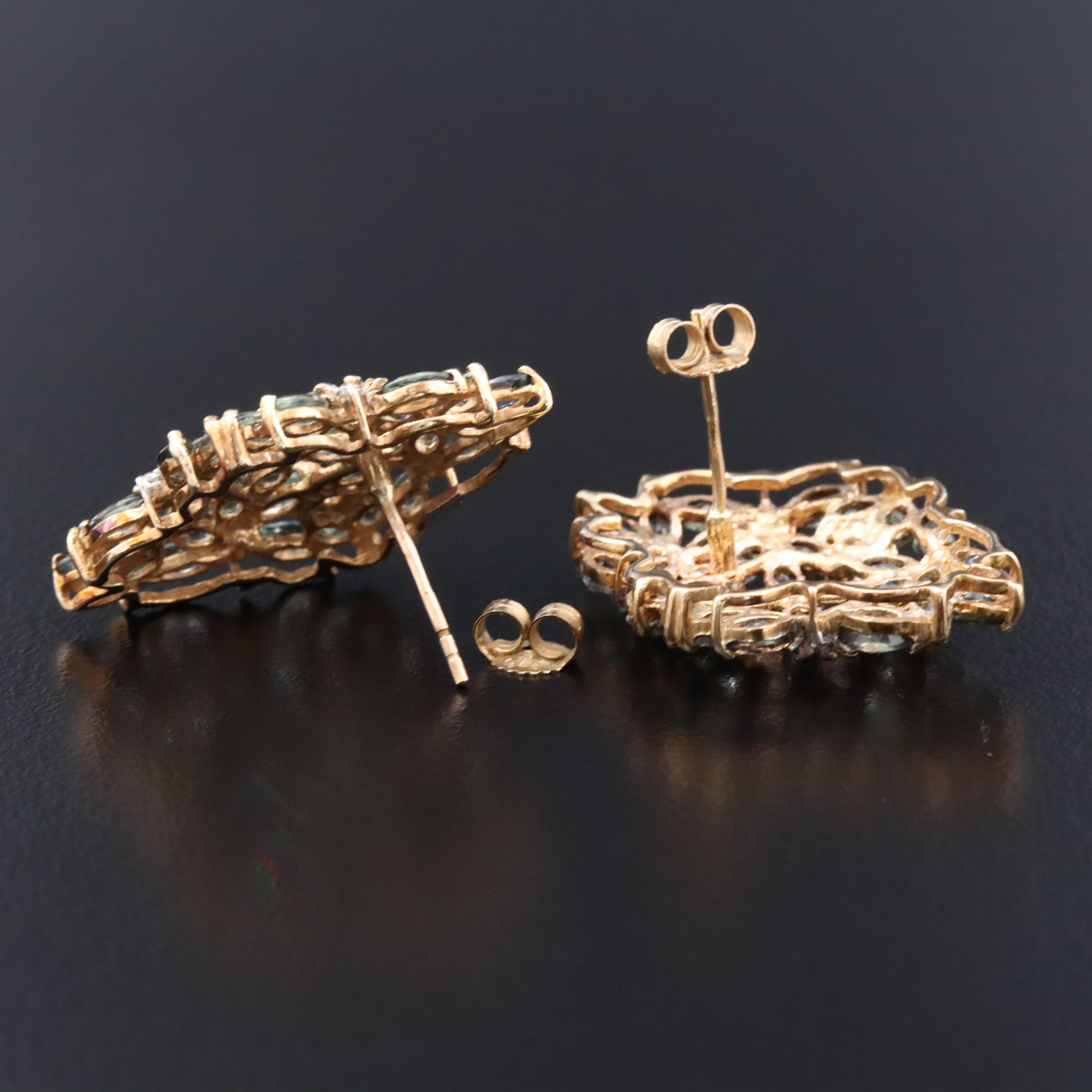 9K Color Change Sapphire and White Zircon Earrings