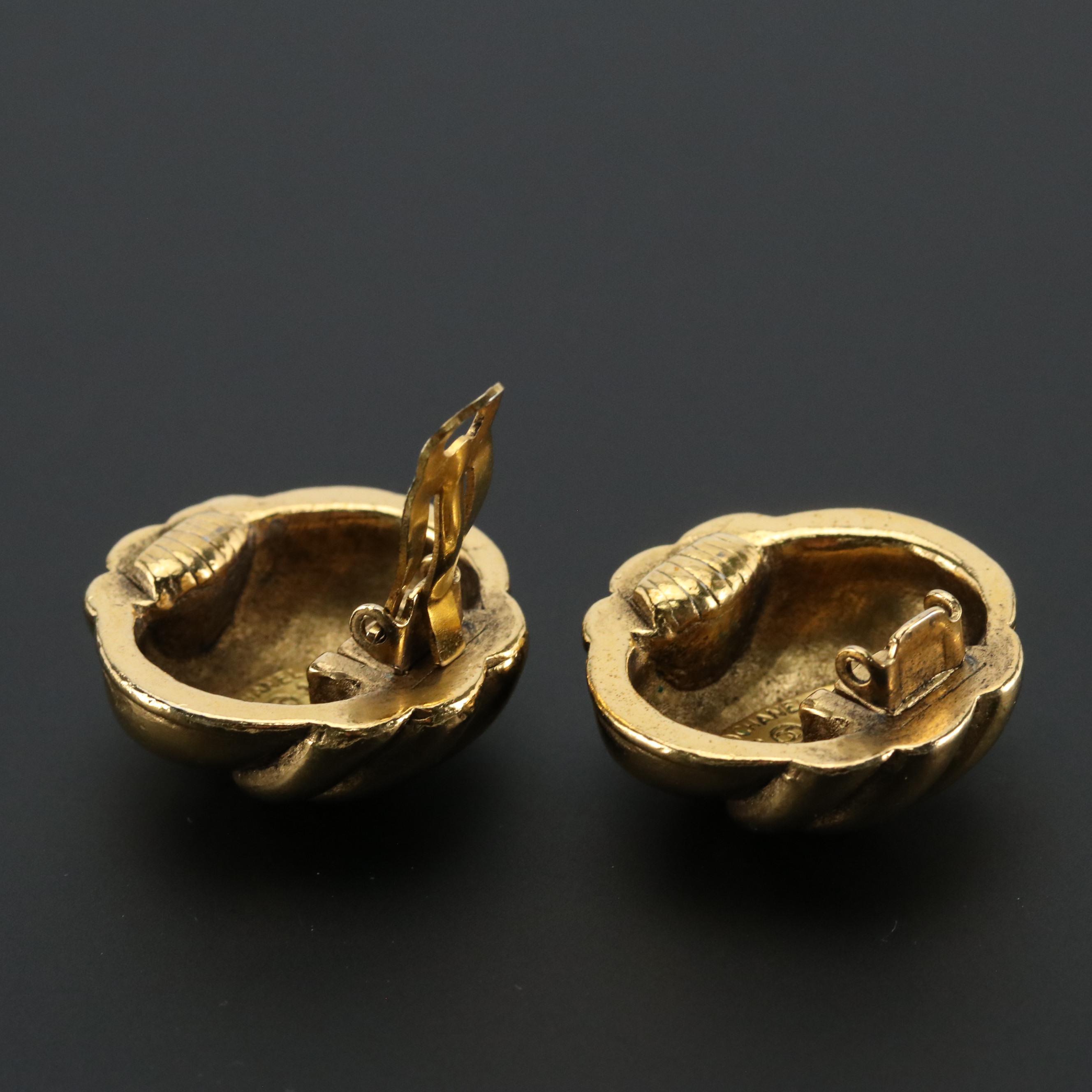 Chanel CC Swirl Clip Earrings