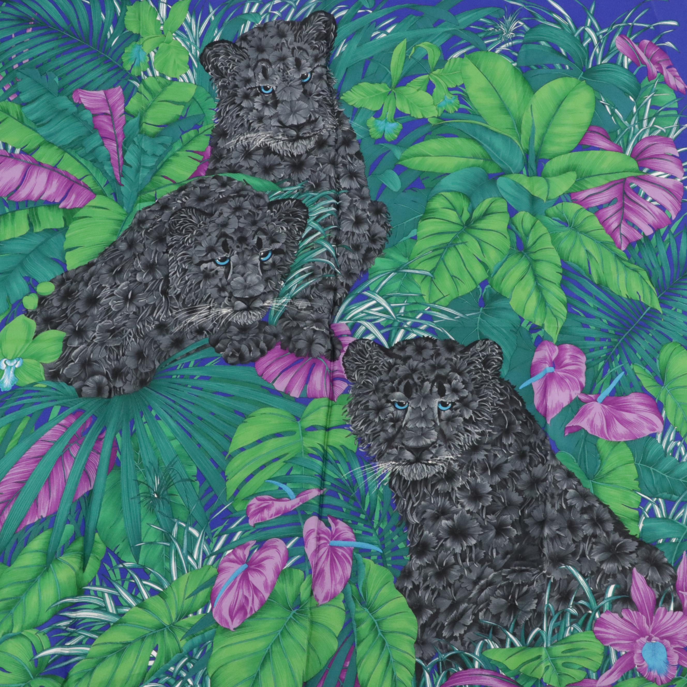 Salvatore Ferragamo Leopard Cub/Jungle Print Scarf 90 in Silk