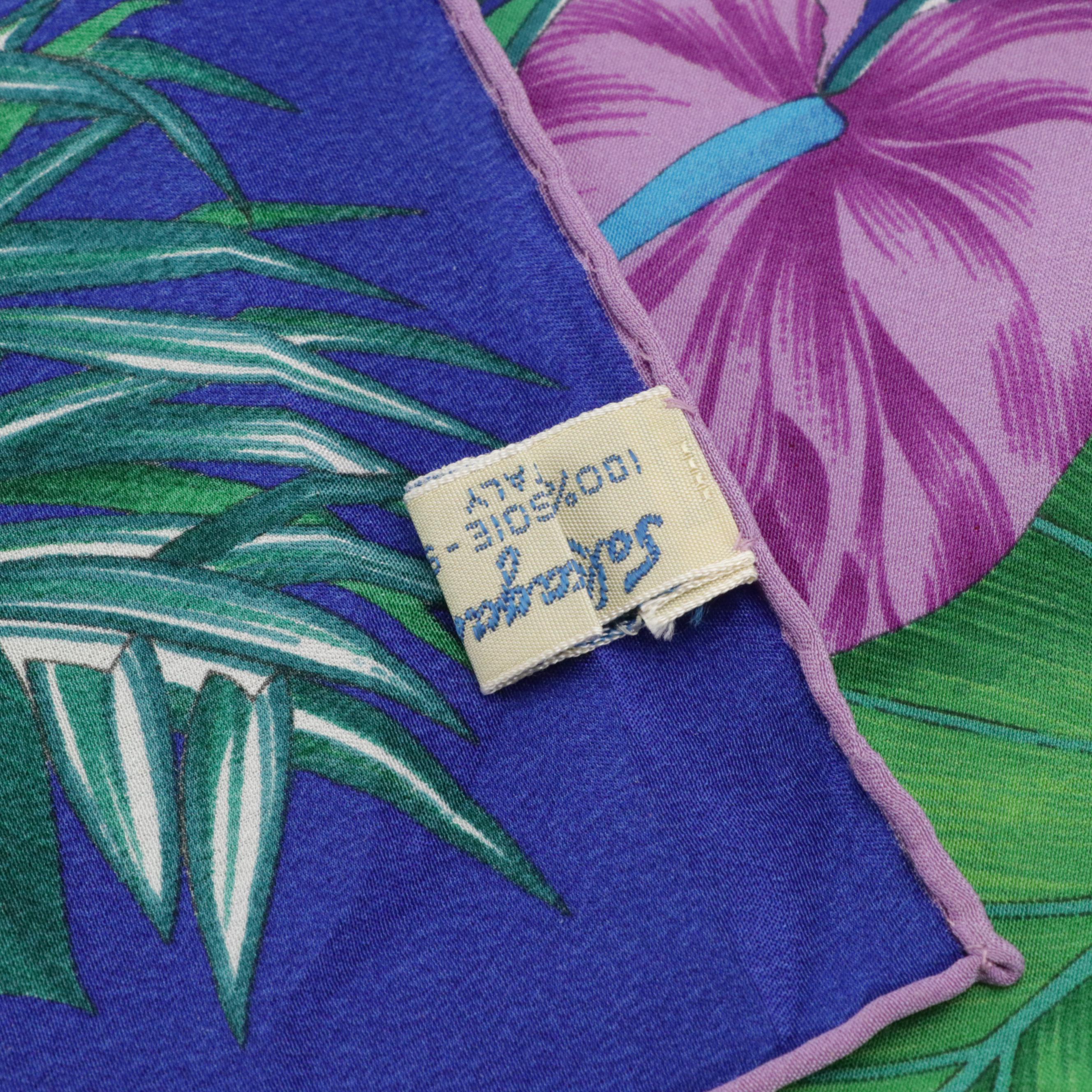 Salvatore Ferragamo Leopard Cub/Jungle Print Scarf 90 in Silk