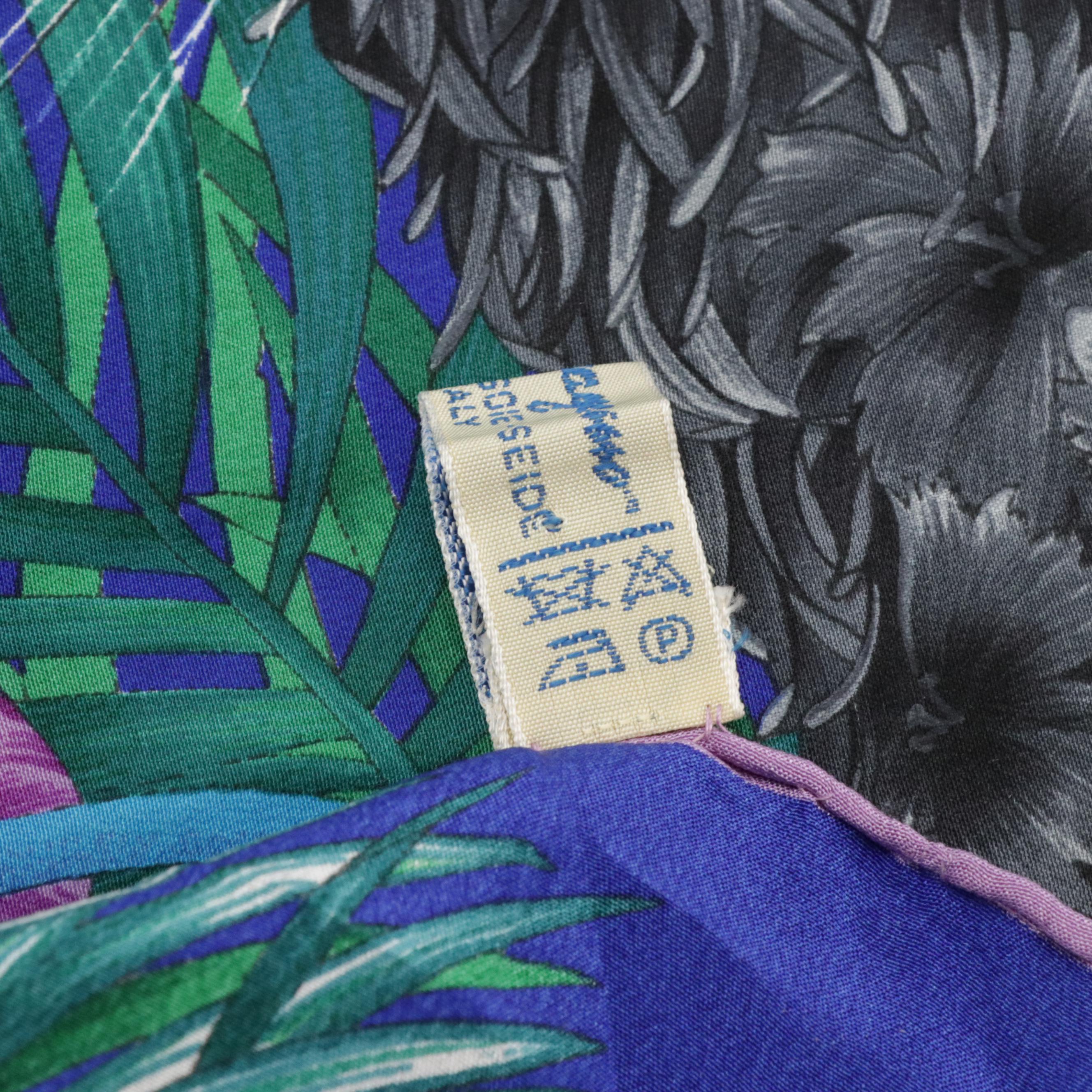 Salvatore Ferragamo Leopard Cub/Jungle Print Scarf 90 in Silk