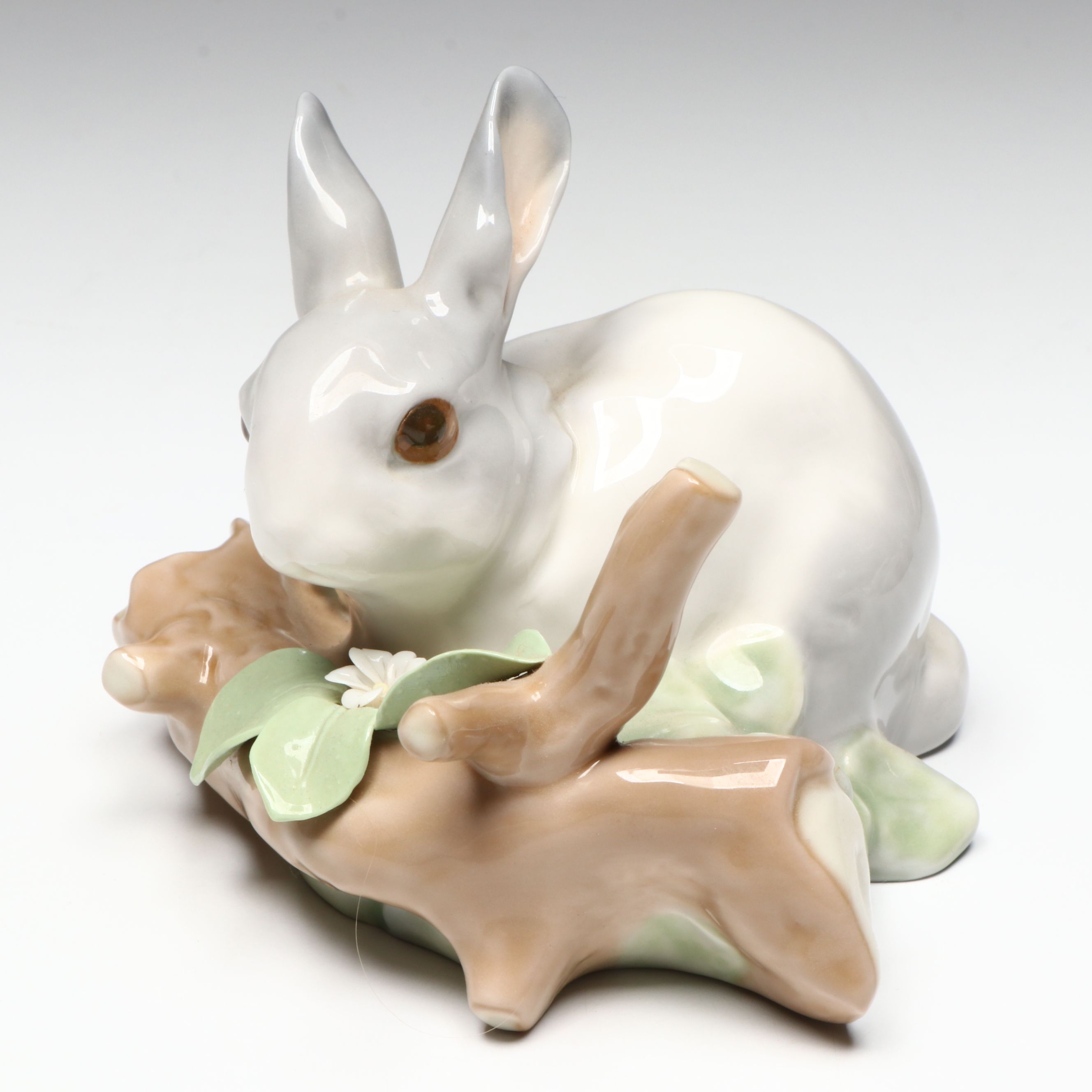 Lladró "Rabbit Eating" and "Goose" Porcelain Figurines