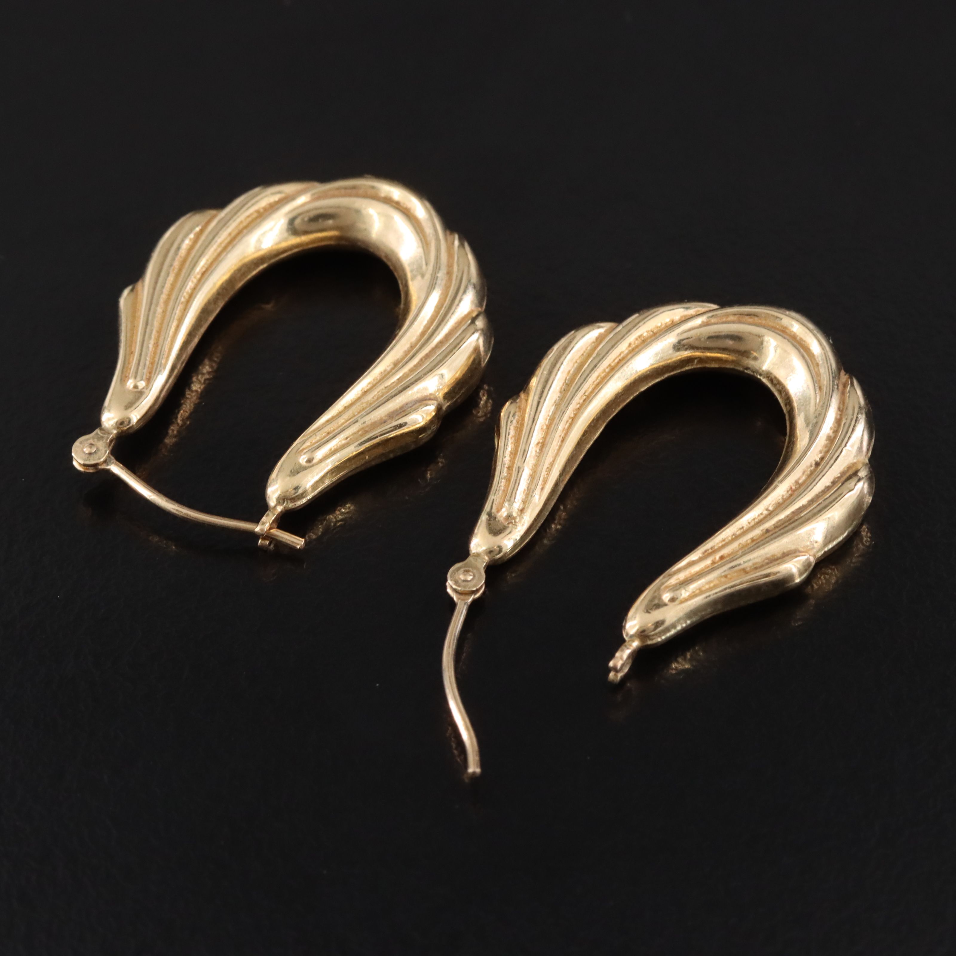 14K Elongated Hoops