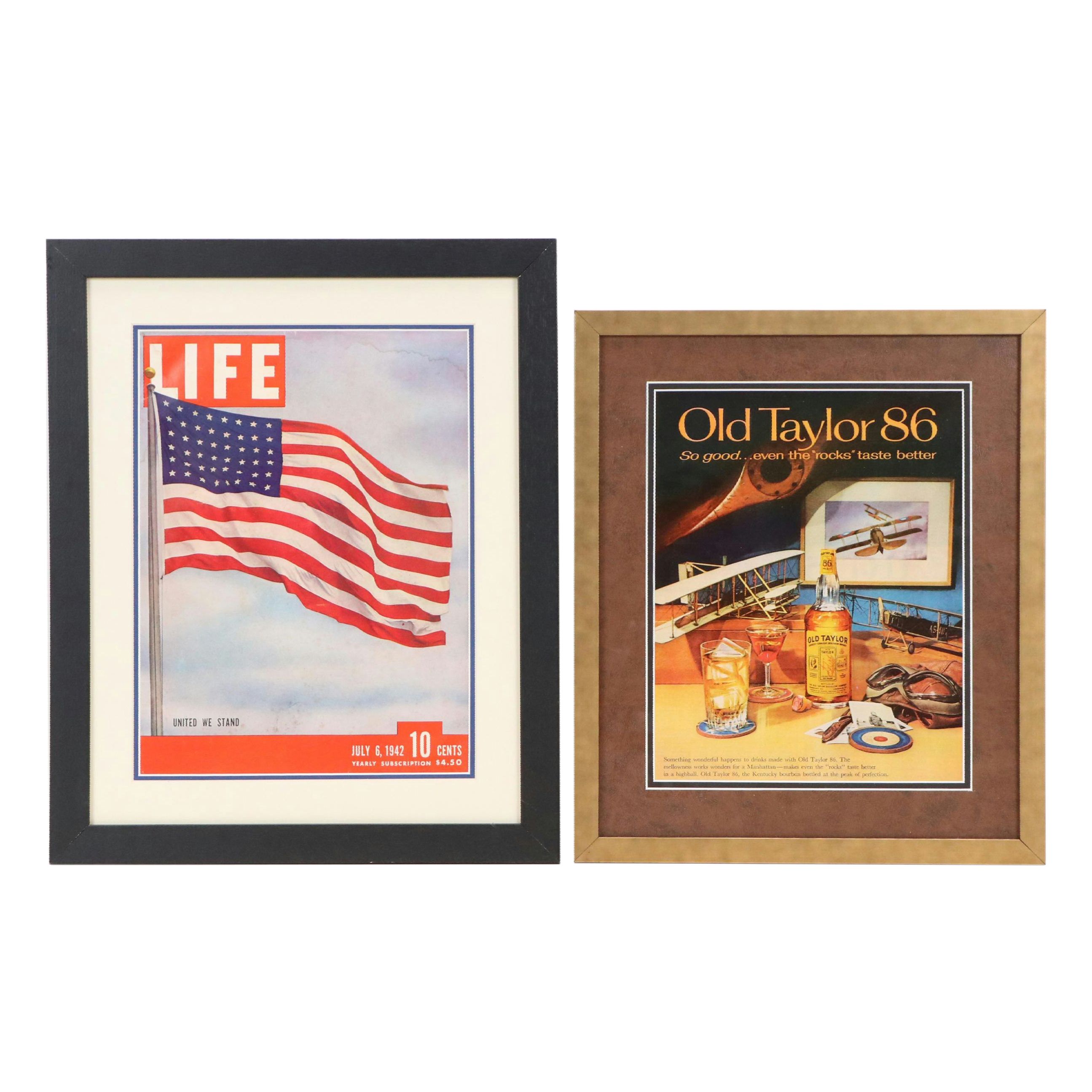 LIFE Magazine Cover and Old Taylor 86 Advertisement Offset Lithograph