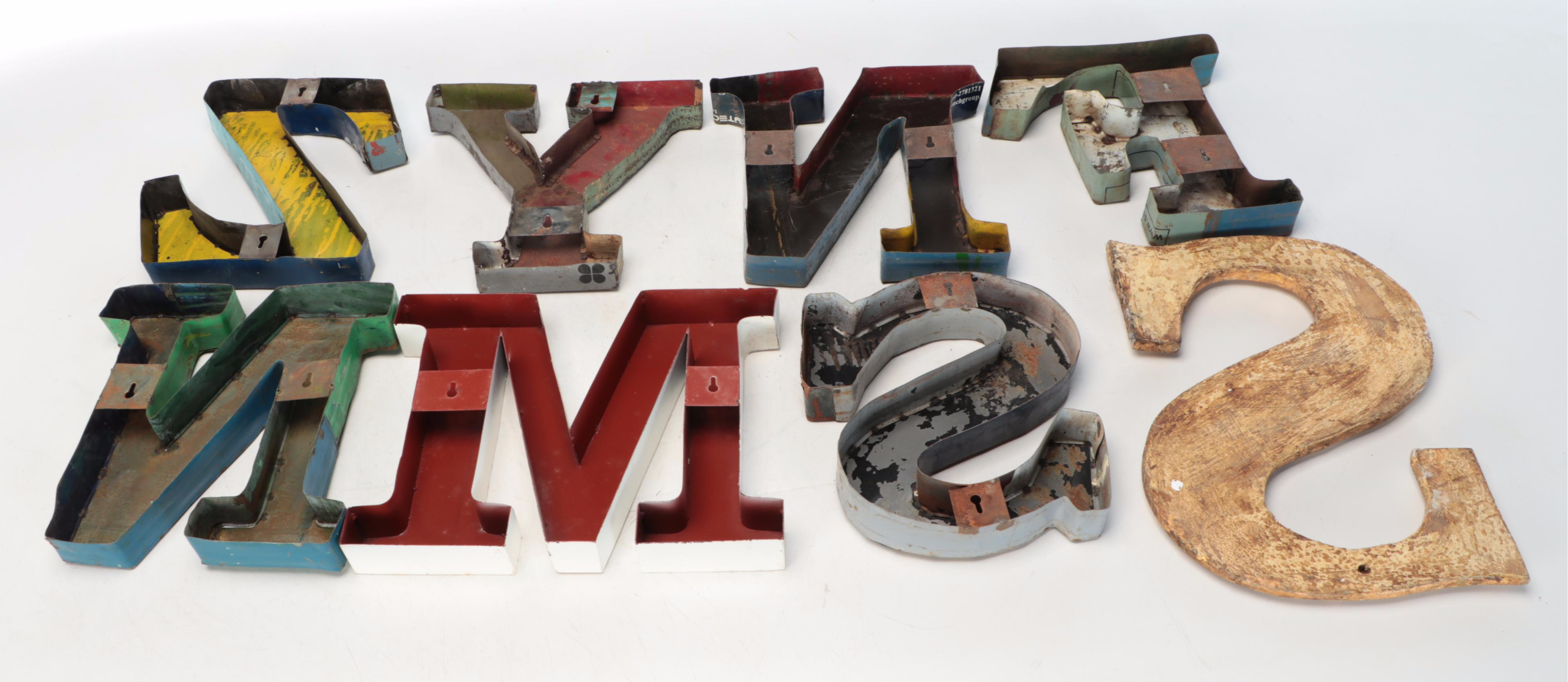 Modern Industrial Metal Letters and Gilt Wood S