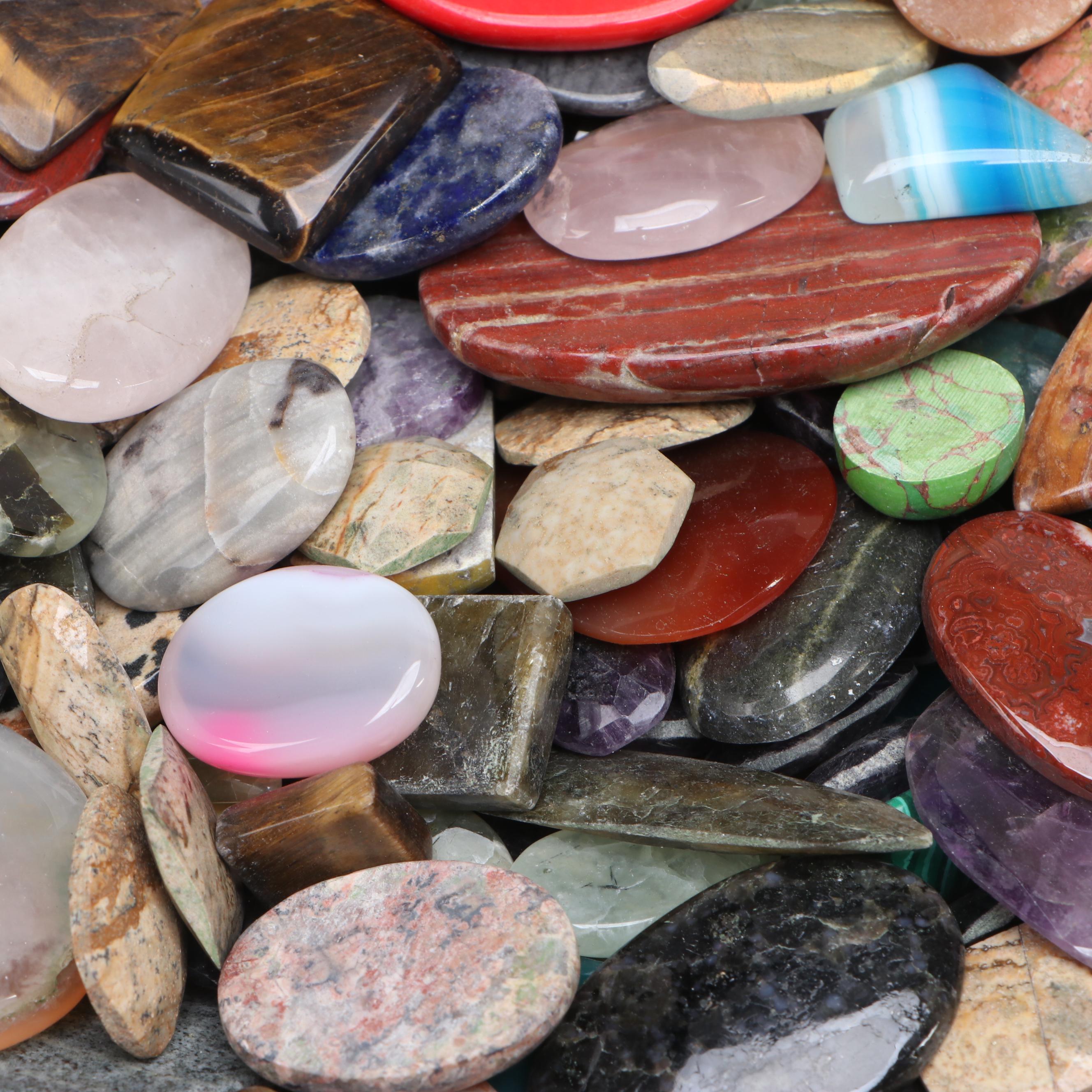 Asili Chevron Tessellated Box with Polished Gemstones