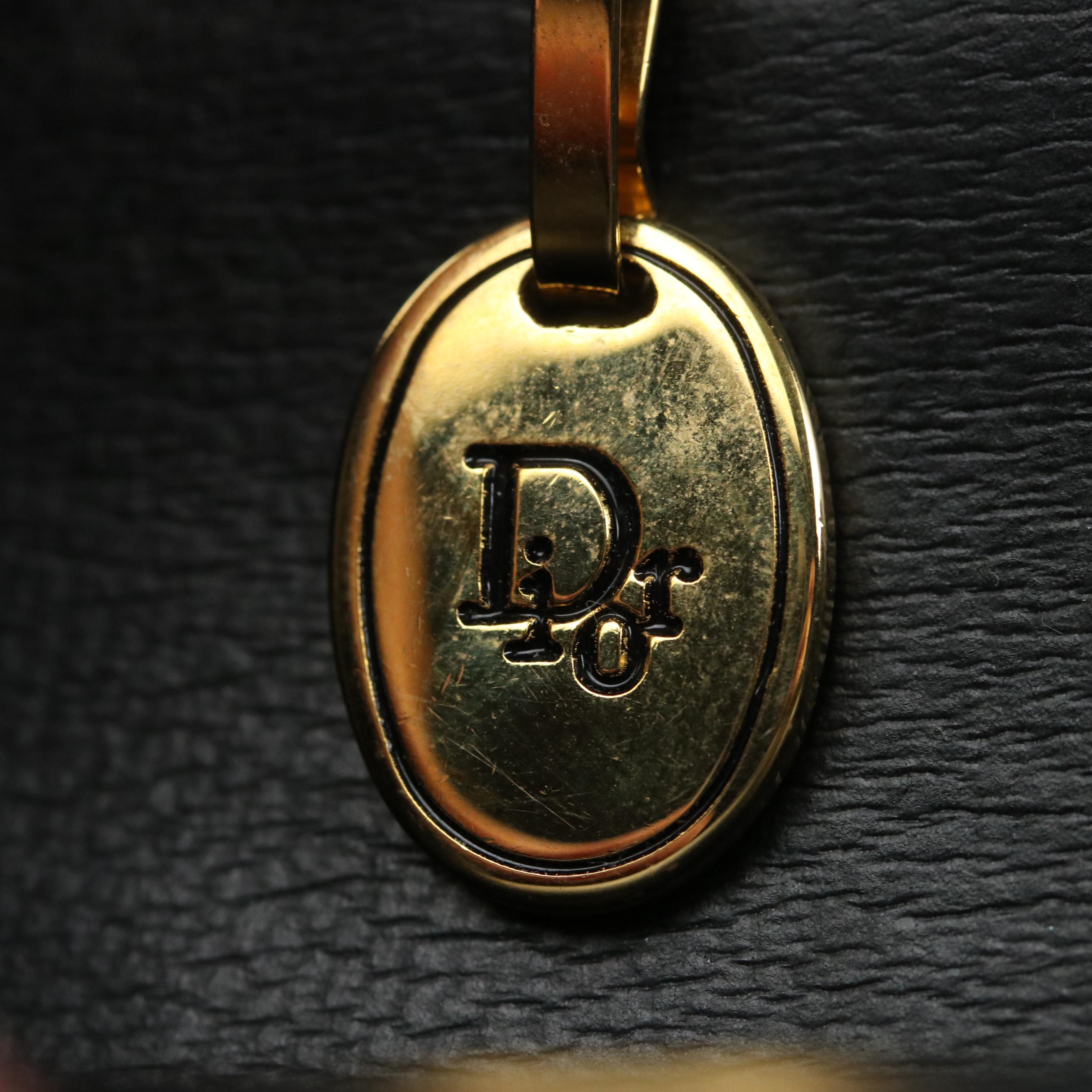 Christian Dior Top Handle Envelope Flap Handbag in Black Leather