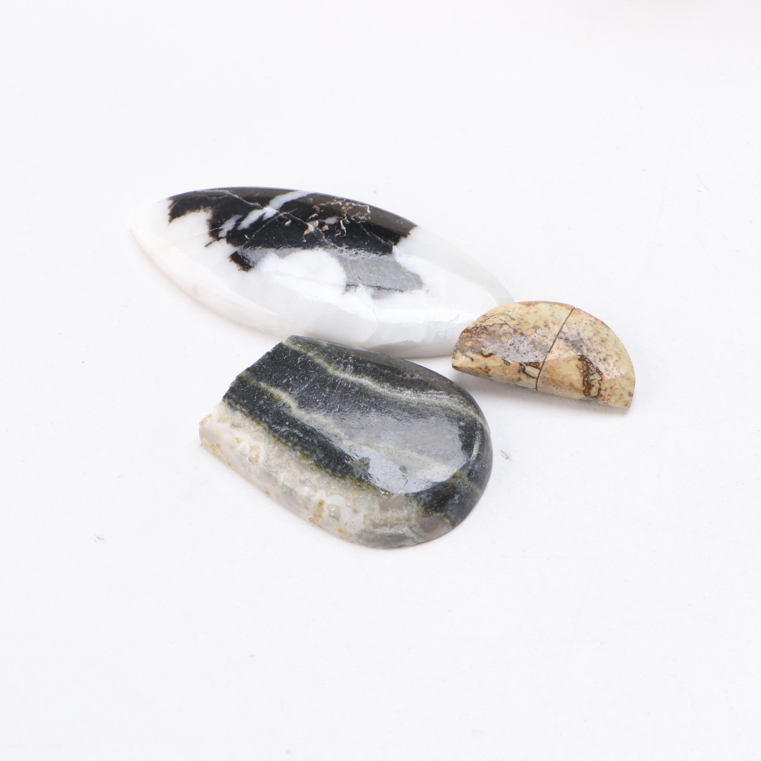 Asili Chevron Tessellated Box with Polished Gemstones